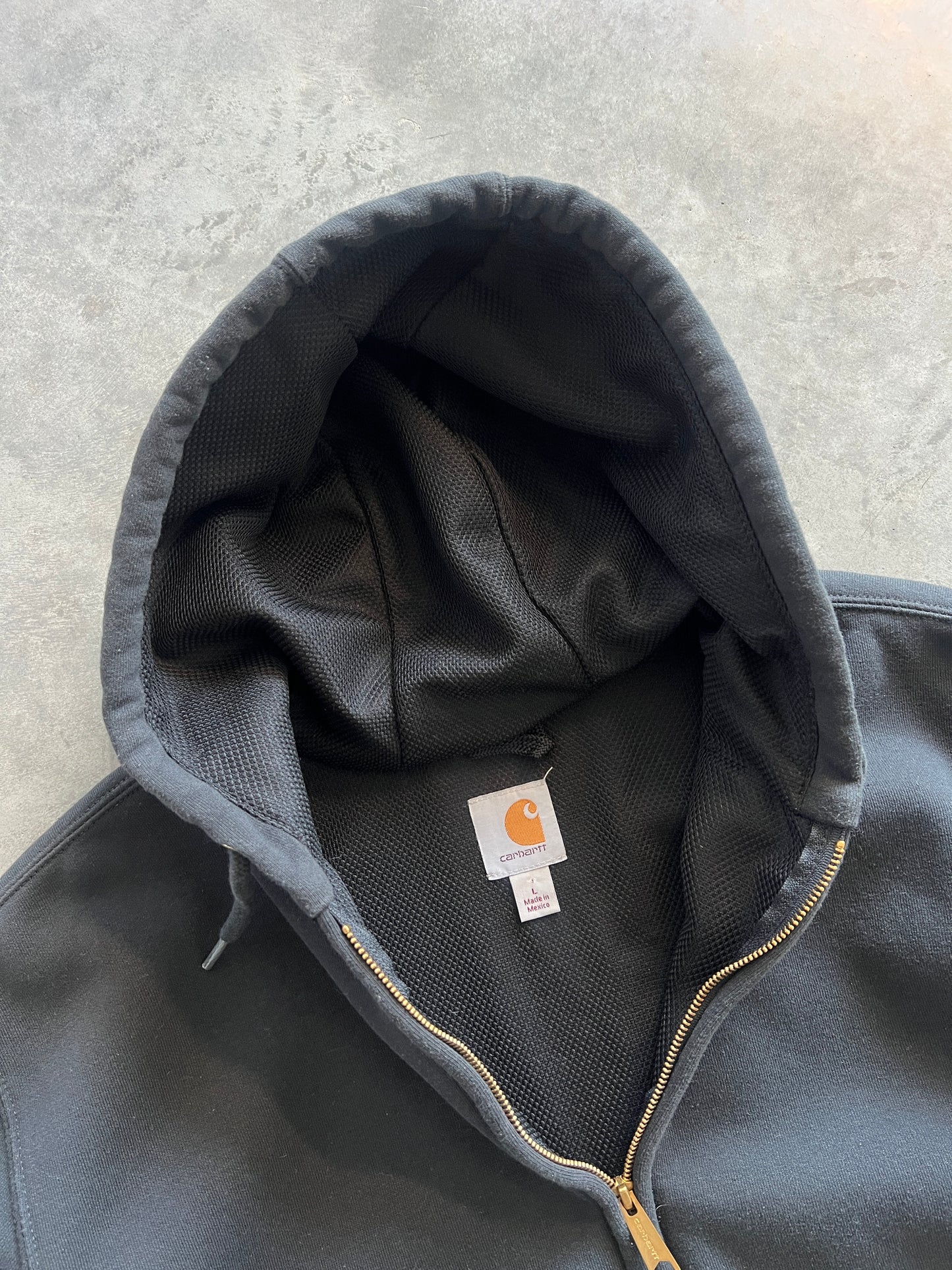 Vintage Black Carhartt Zip Up Hoodie - L