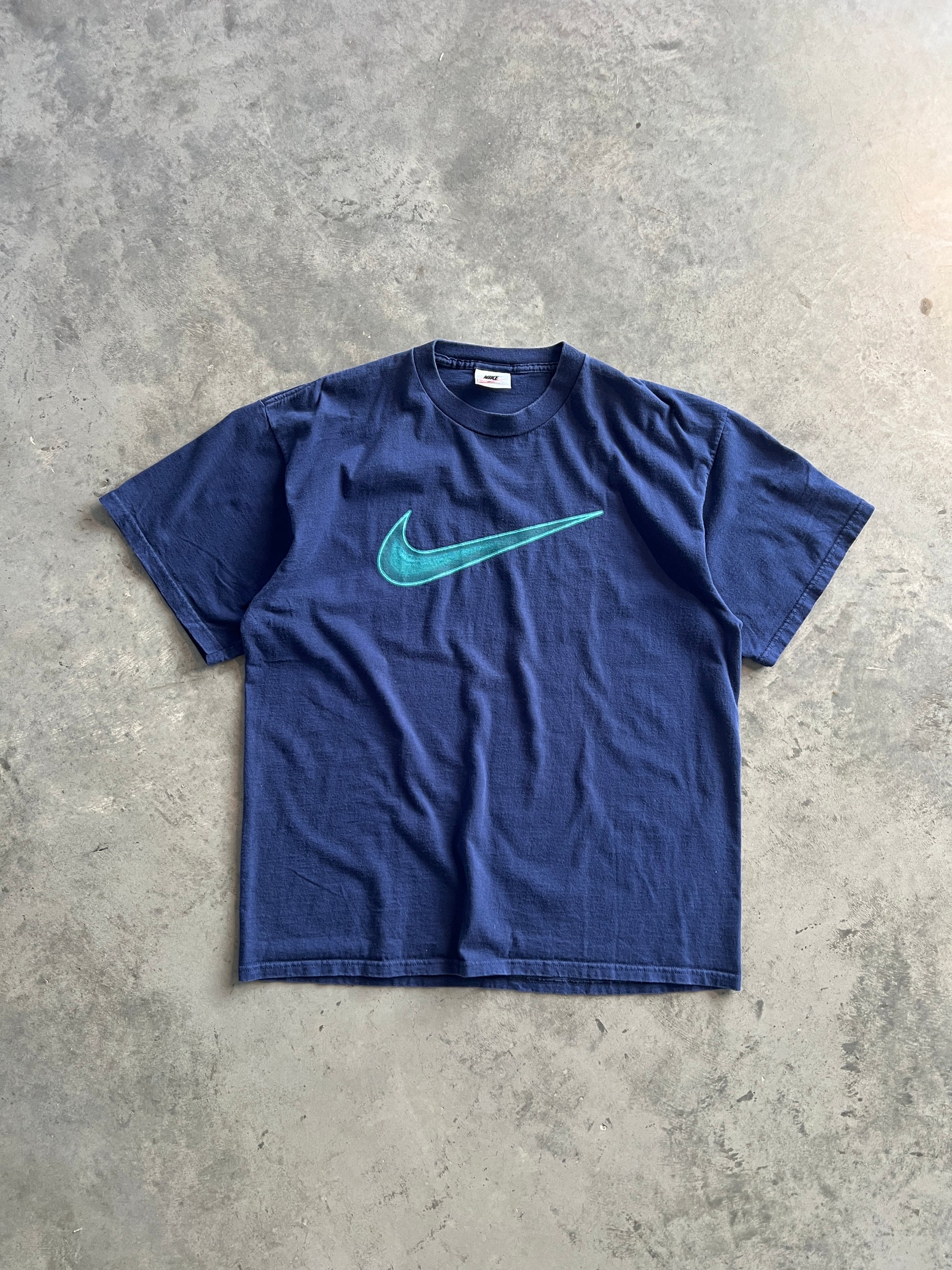 Vintage Sky Blue Swoosh Nike Shirt - L