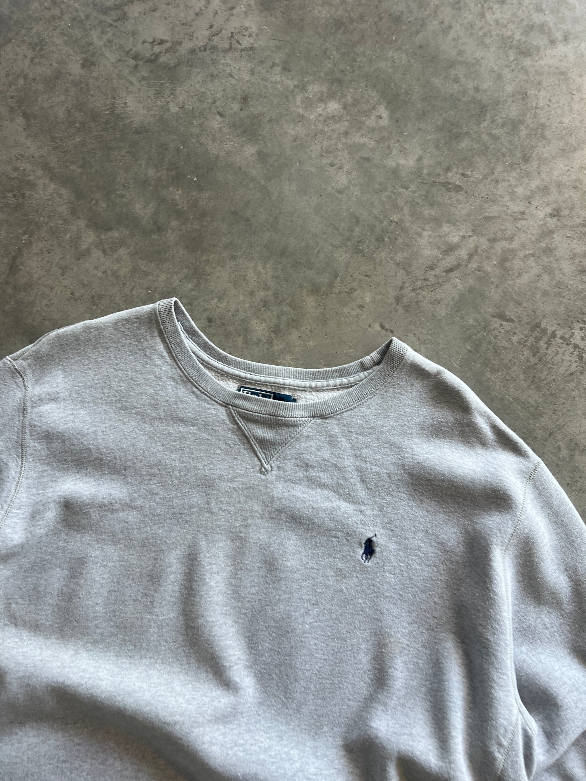 Vintage Heather Grey Polo Crew - L