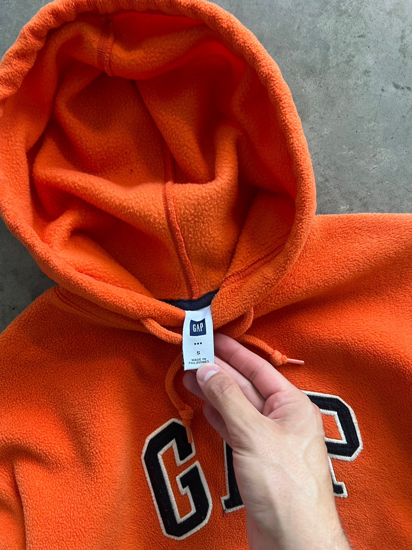 Vintage Orange Gap Spellout Hoodie - S