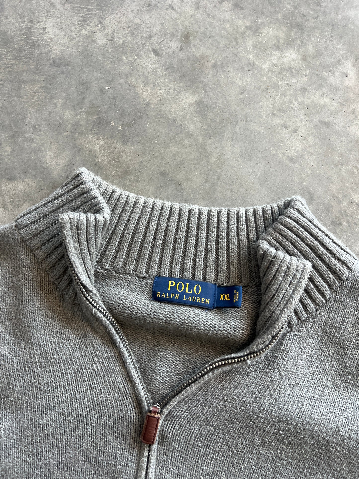 Vintage Grey Polo Quarter Zip - XL