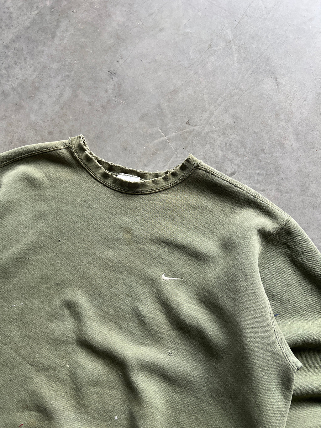 Vintage Sage Green Nike Swoosh Crewneck- L