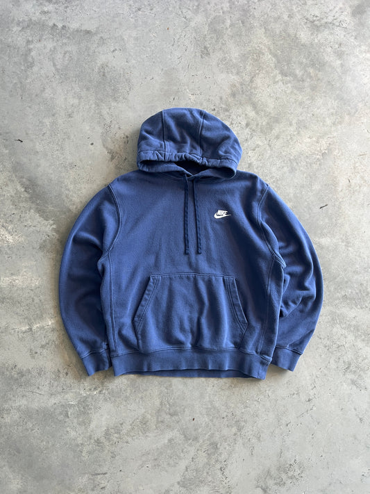 Vintage Navy Blue Nike Spellout Hoodie - M