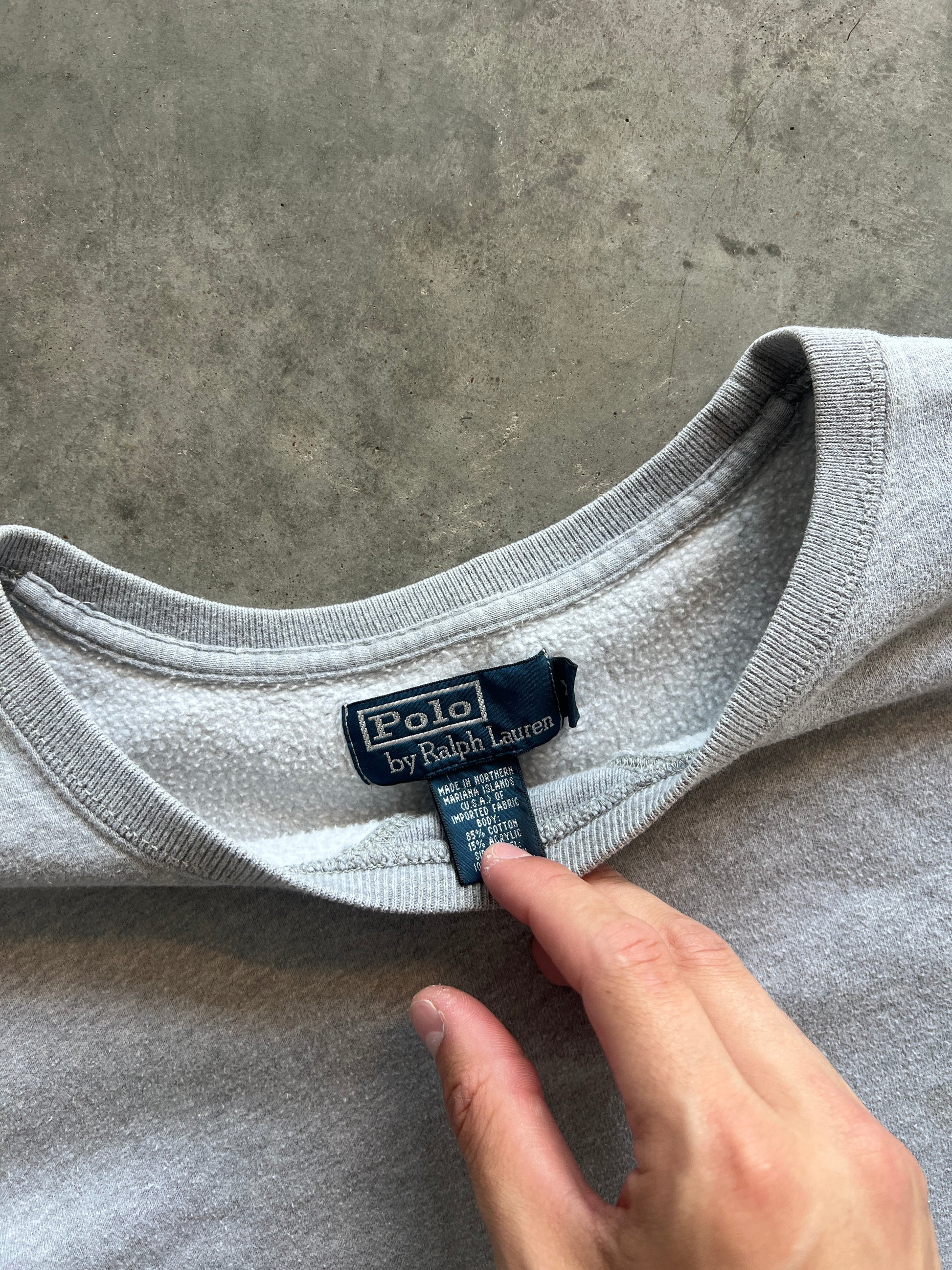 Vintage Heather Grey Polo Crew - L