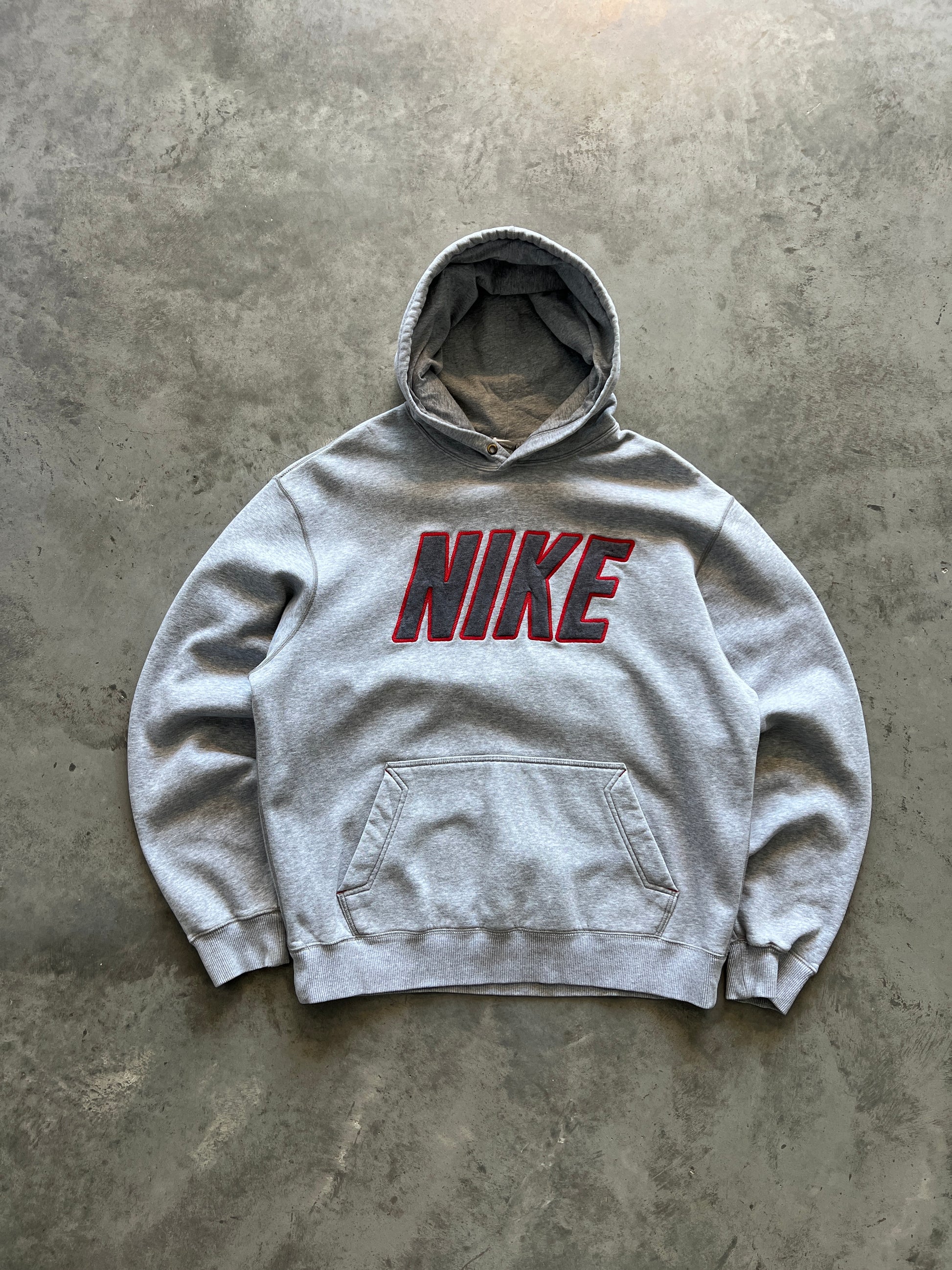 Vintage Grey Nike Spellout Hoodie - L