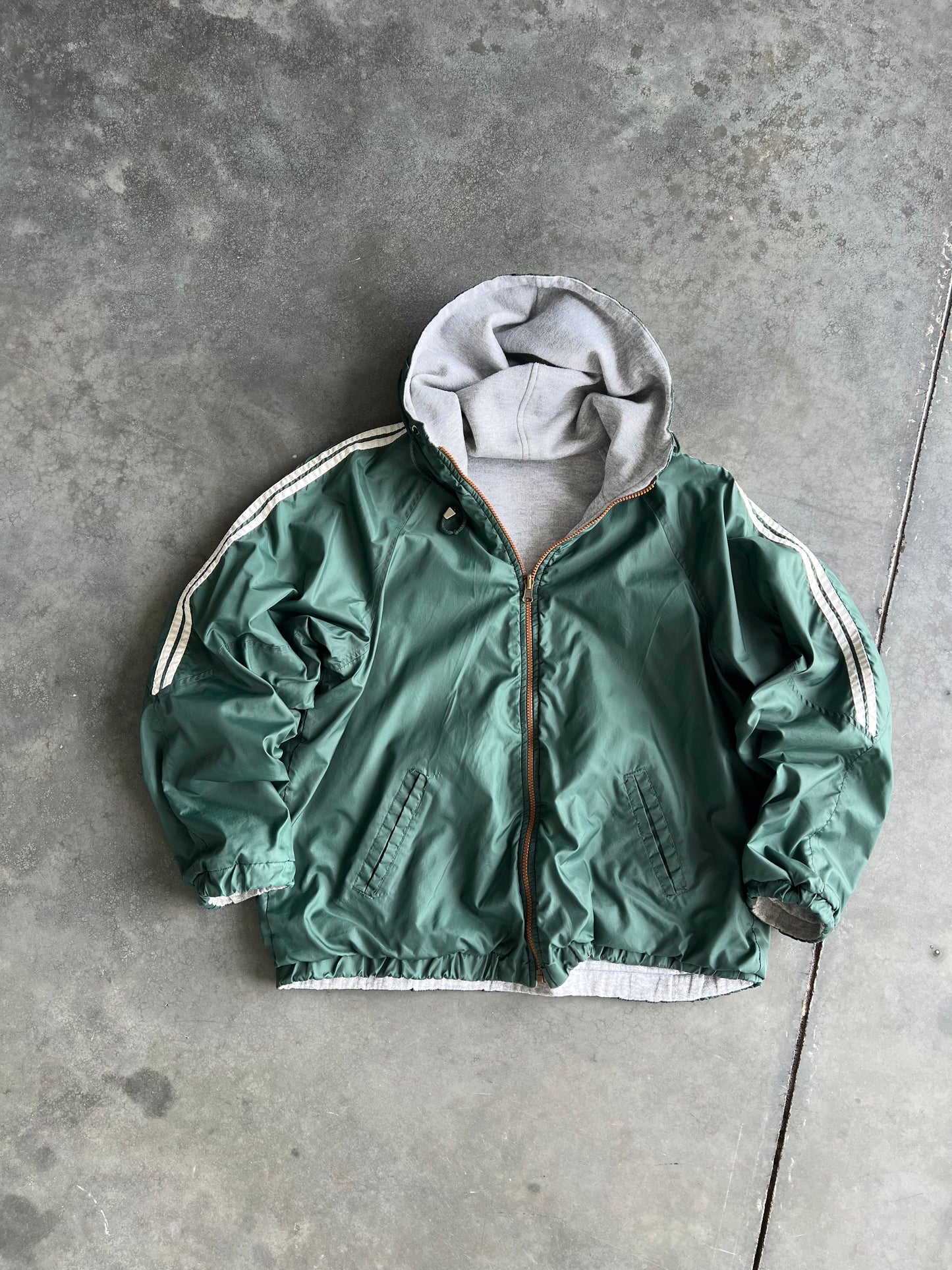 Vintage Green Stripped Zip Up Jacket - L