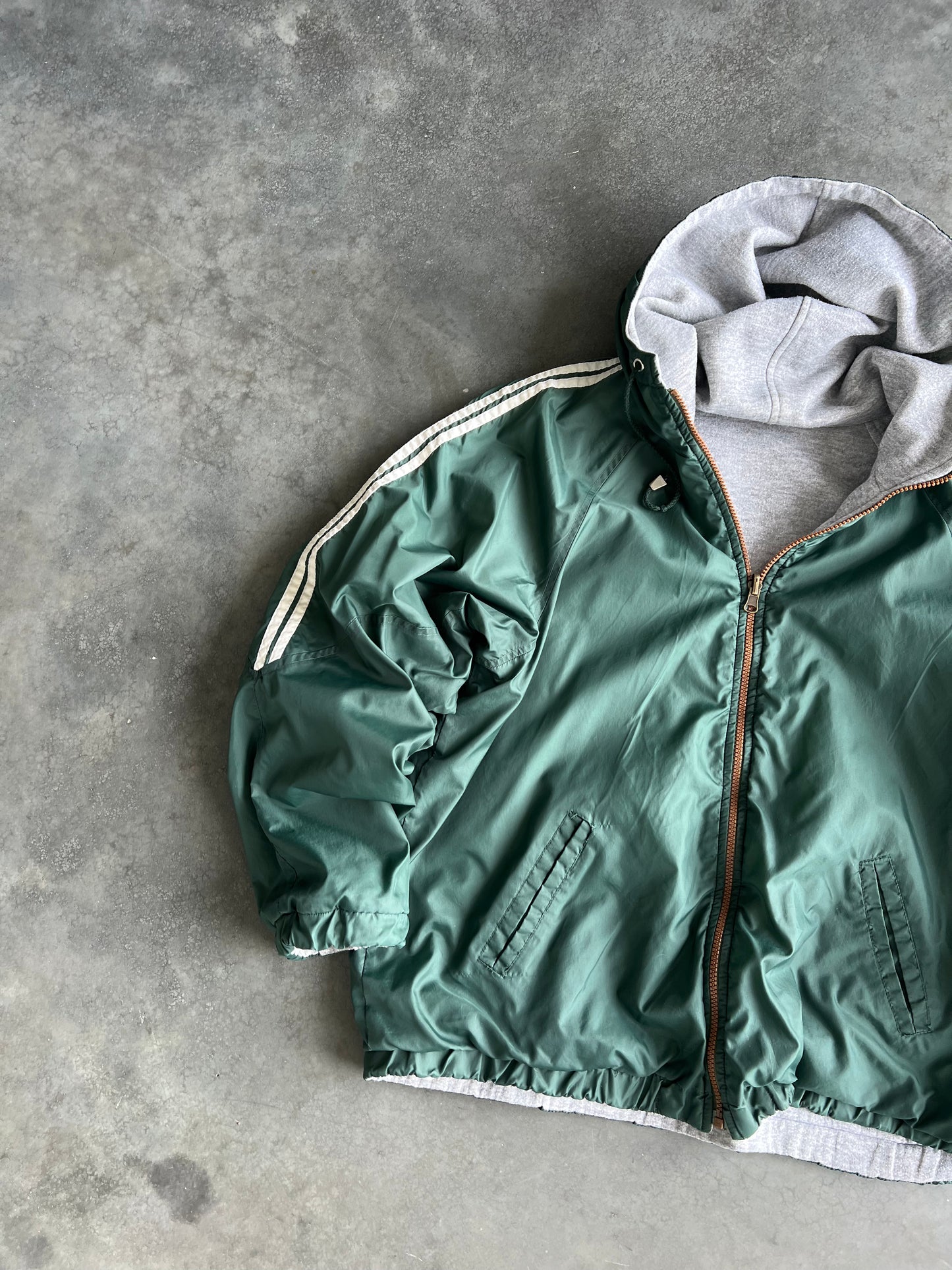 Vintage Green Stripped Zip Up Jacket - L