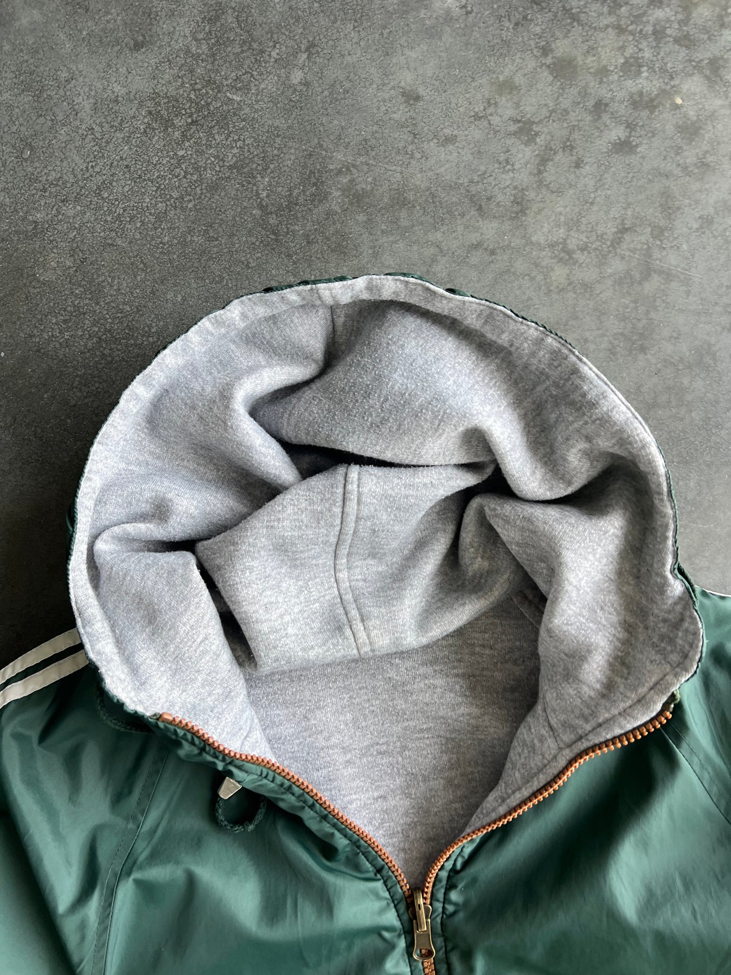 Vintage Green Stripped Zip Up Jacket - L