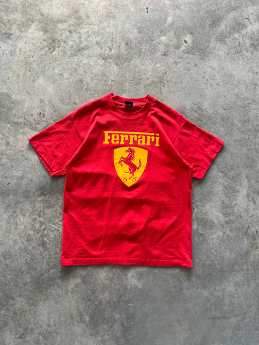 Vintage Red Ferrari Spellout Shirt - M