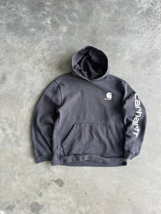 Vintage Black Carhartt Logo Hoodie - XS