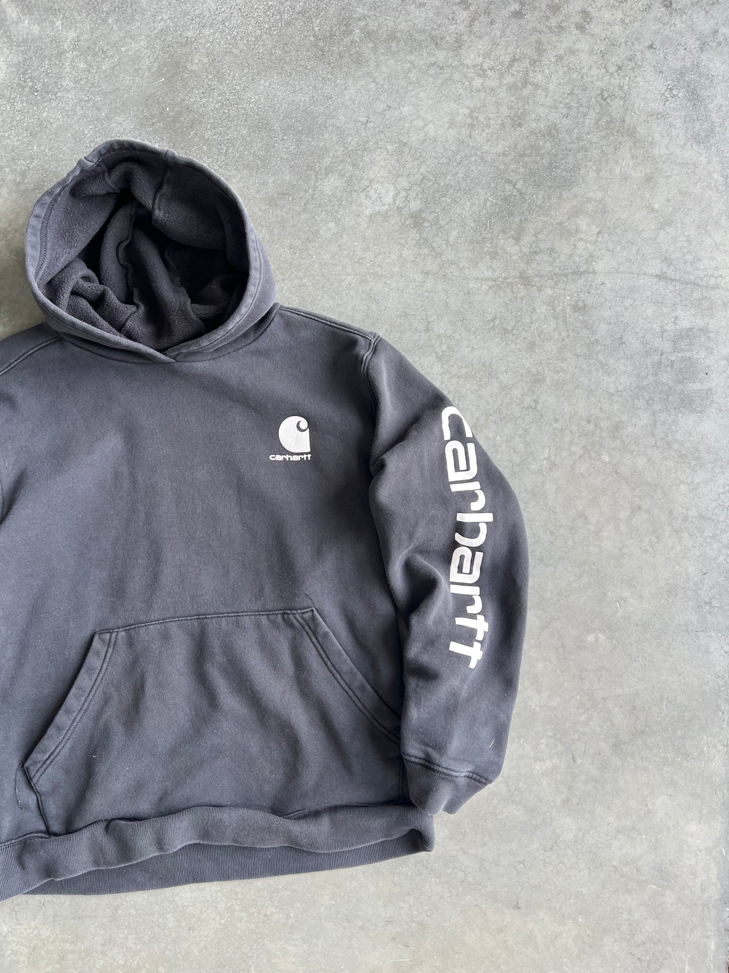 Vintage Black Carhartt Logo Hoodie - XS