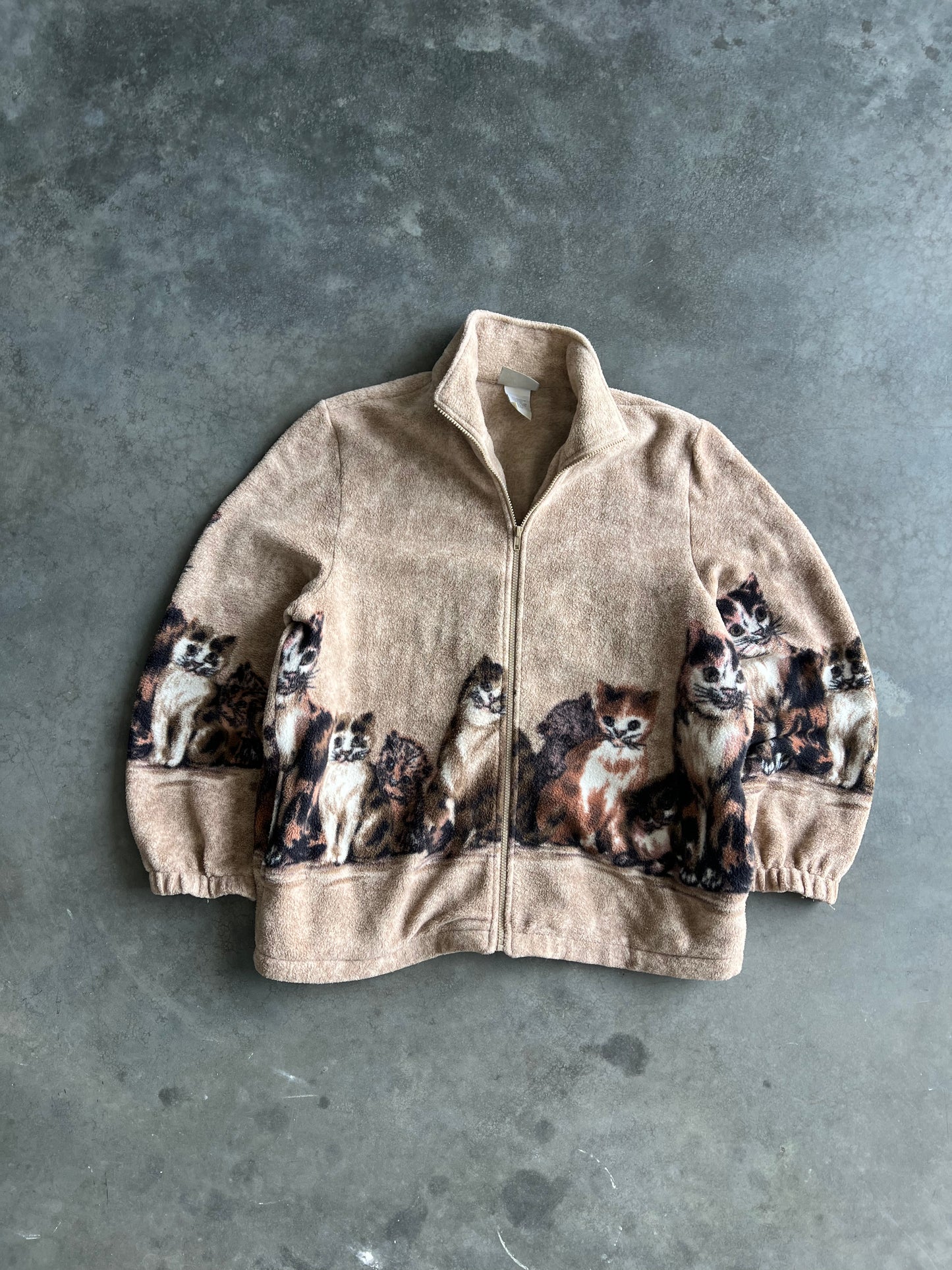 Vintage Tan Kitten Wrap Around Sweater - L