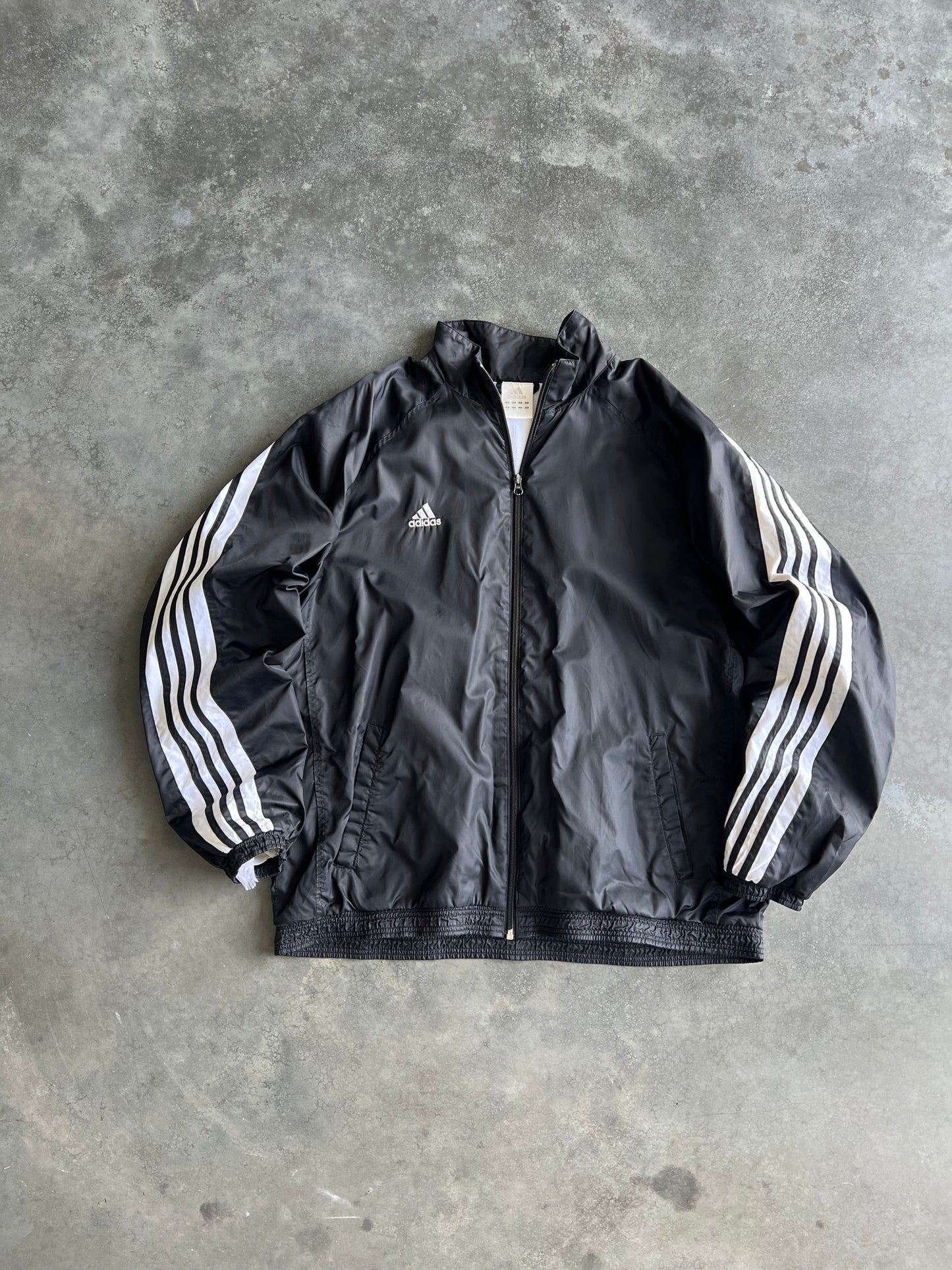 Vintage Black Adidas Stripped Jacket - XL