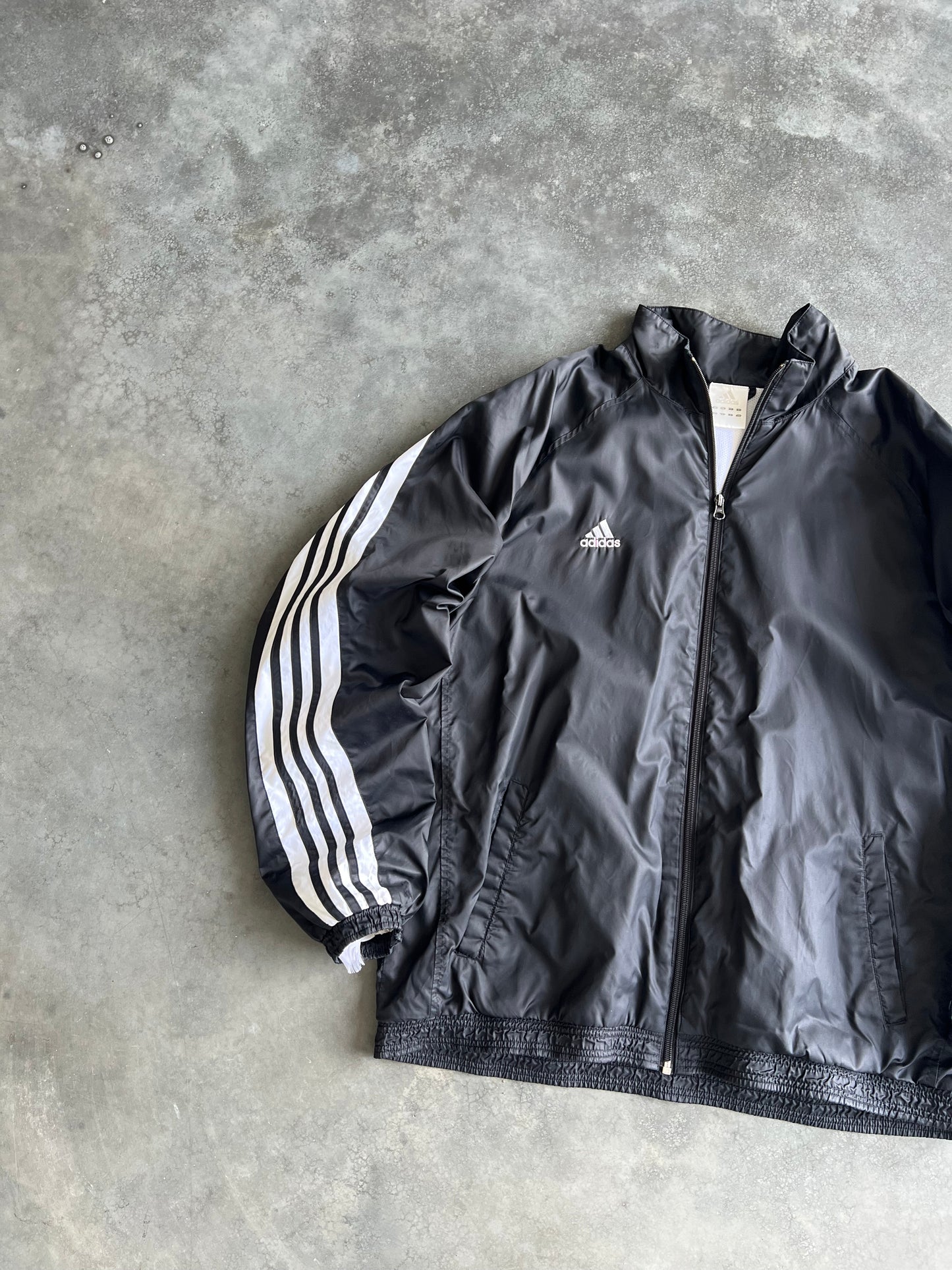 Vintage Black Adidas Stripped Jacket - XL