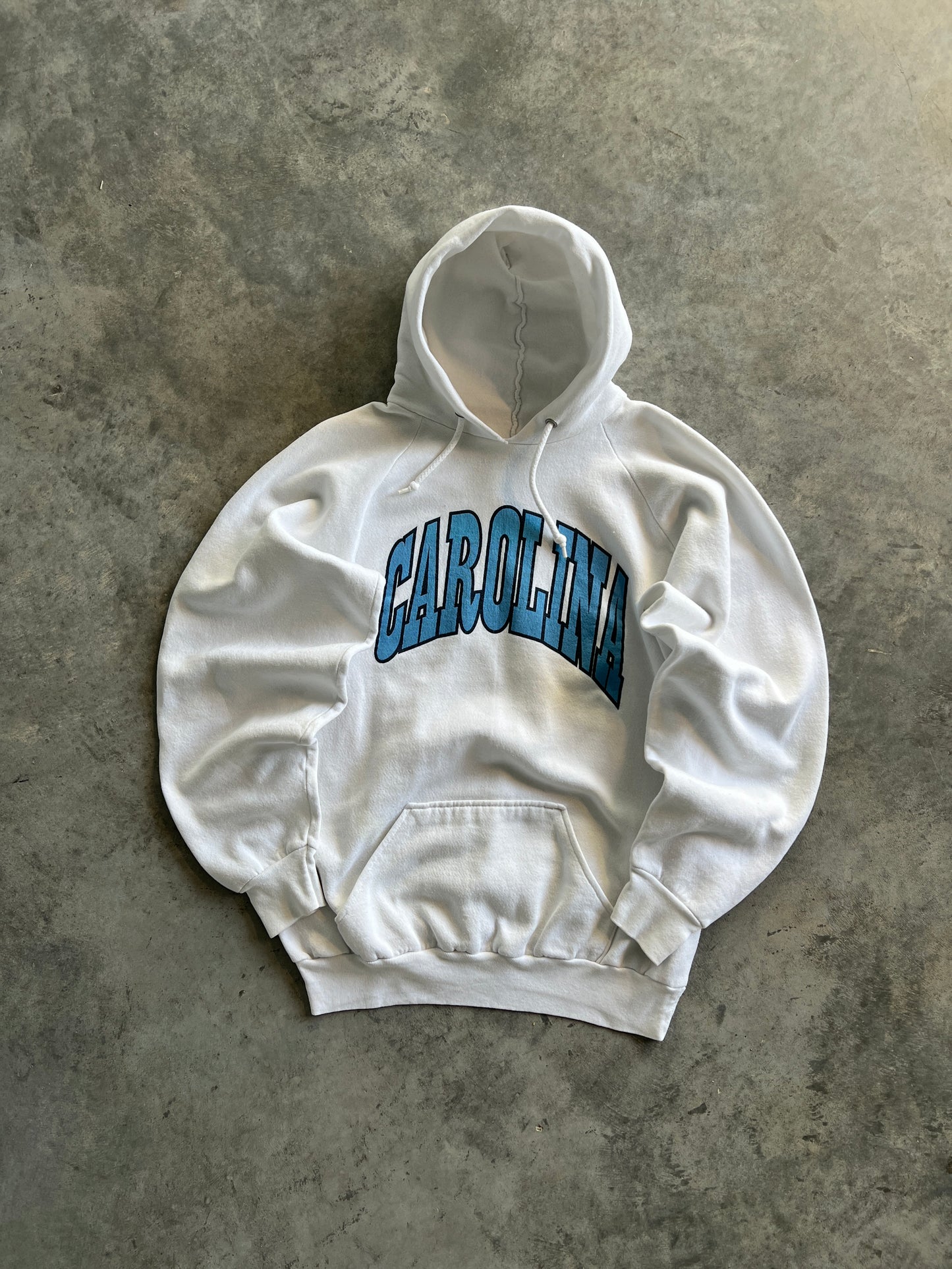 Vintage White Carolina Spellout Hoodie - M/L