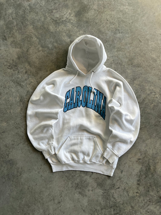 Vintage White Carolina Spellout Hoodie - M/L