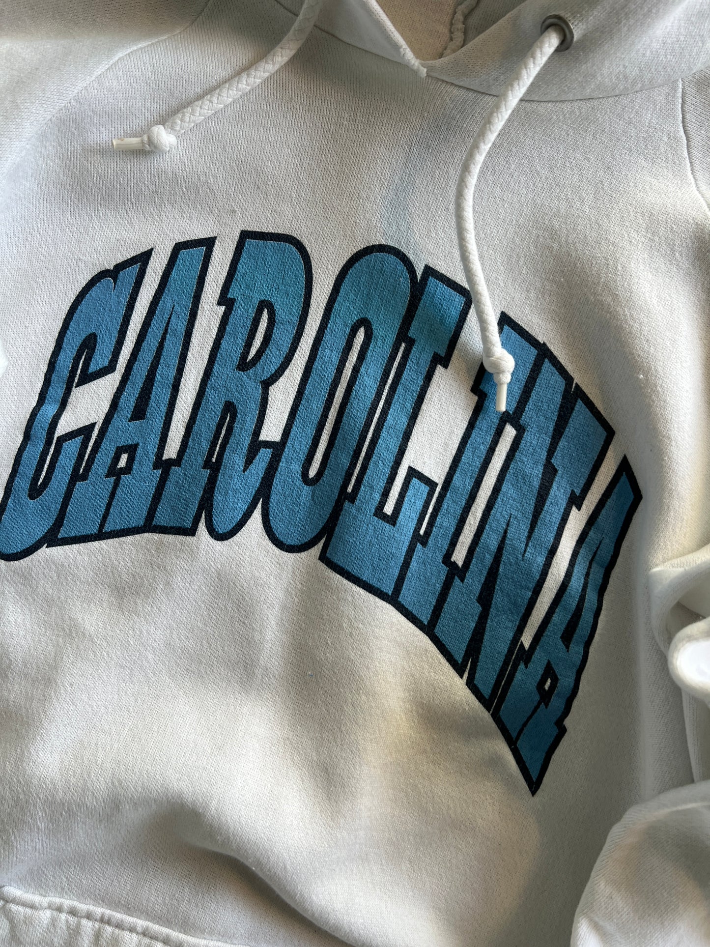 Vintage White Carolina Spellout Hoodie - M/L