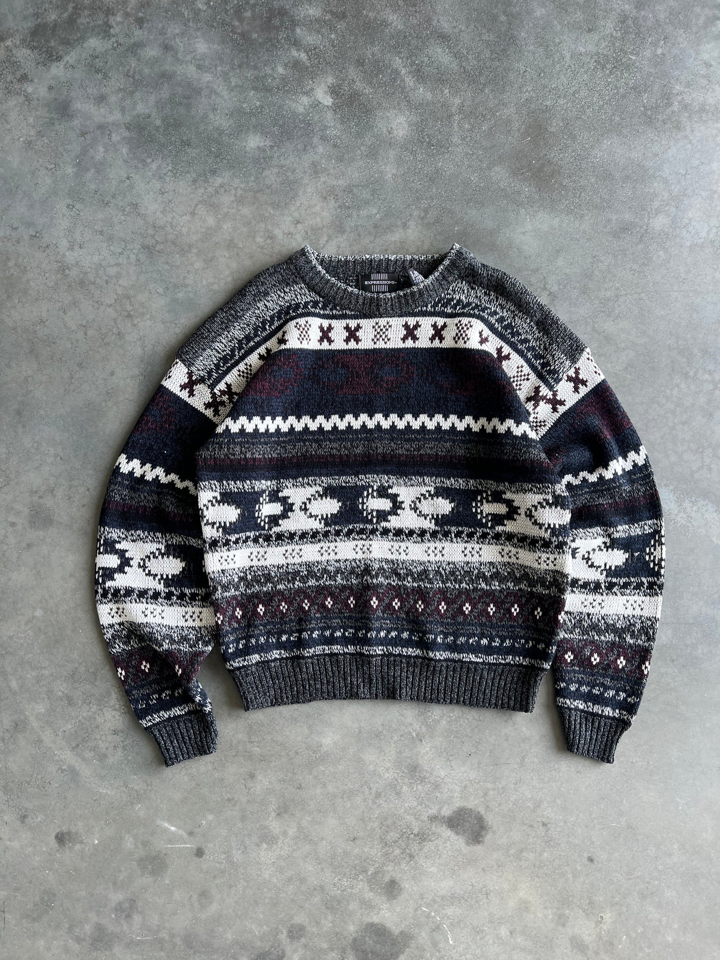 Vintage Expressions Black Knit Sweater - M