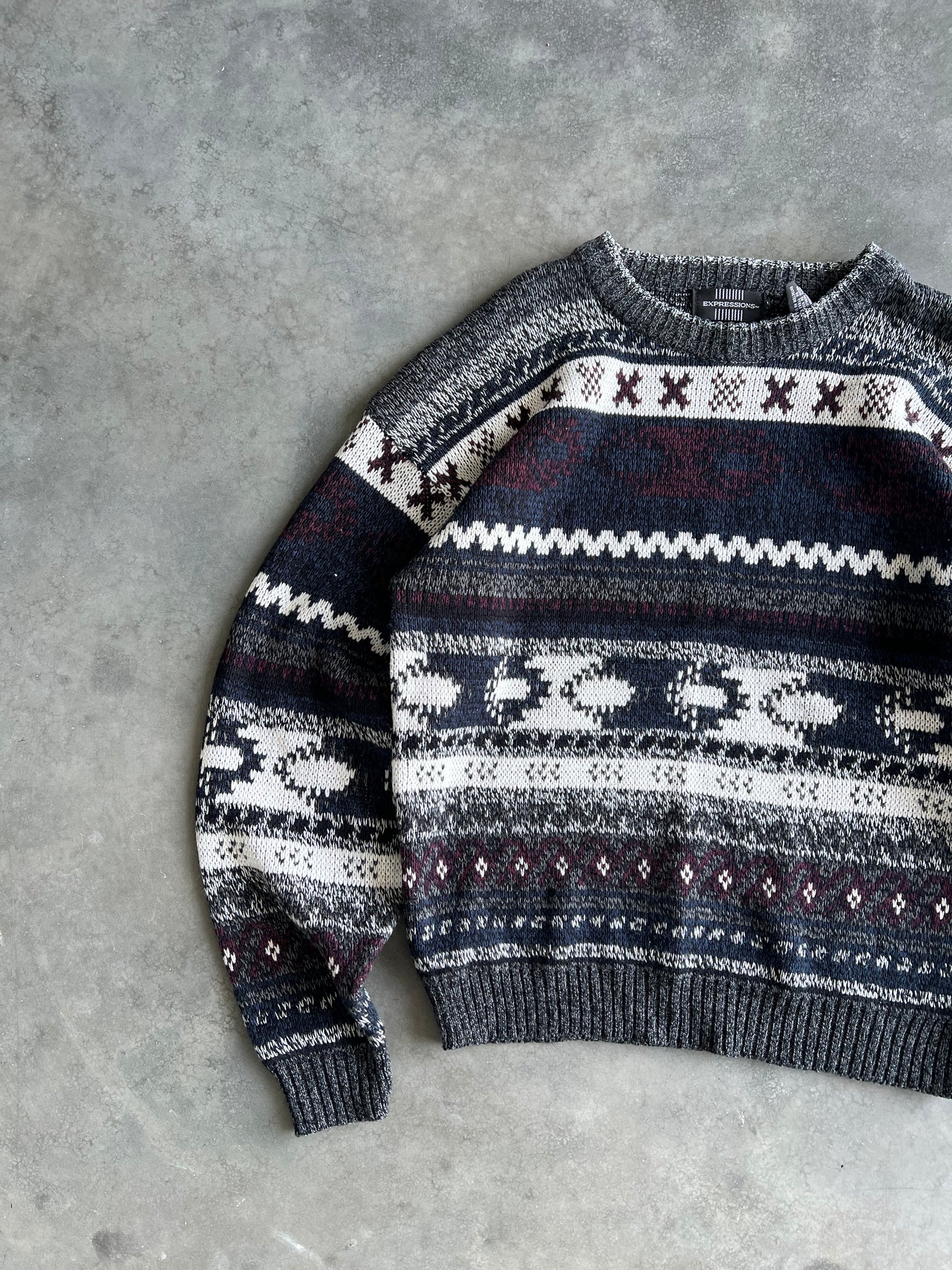 Vintage Expressions Black Knit Sweater - M