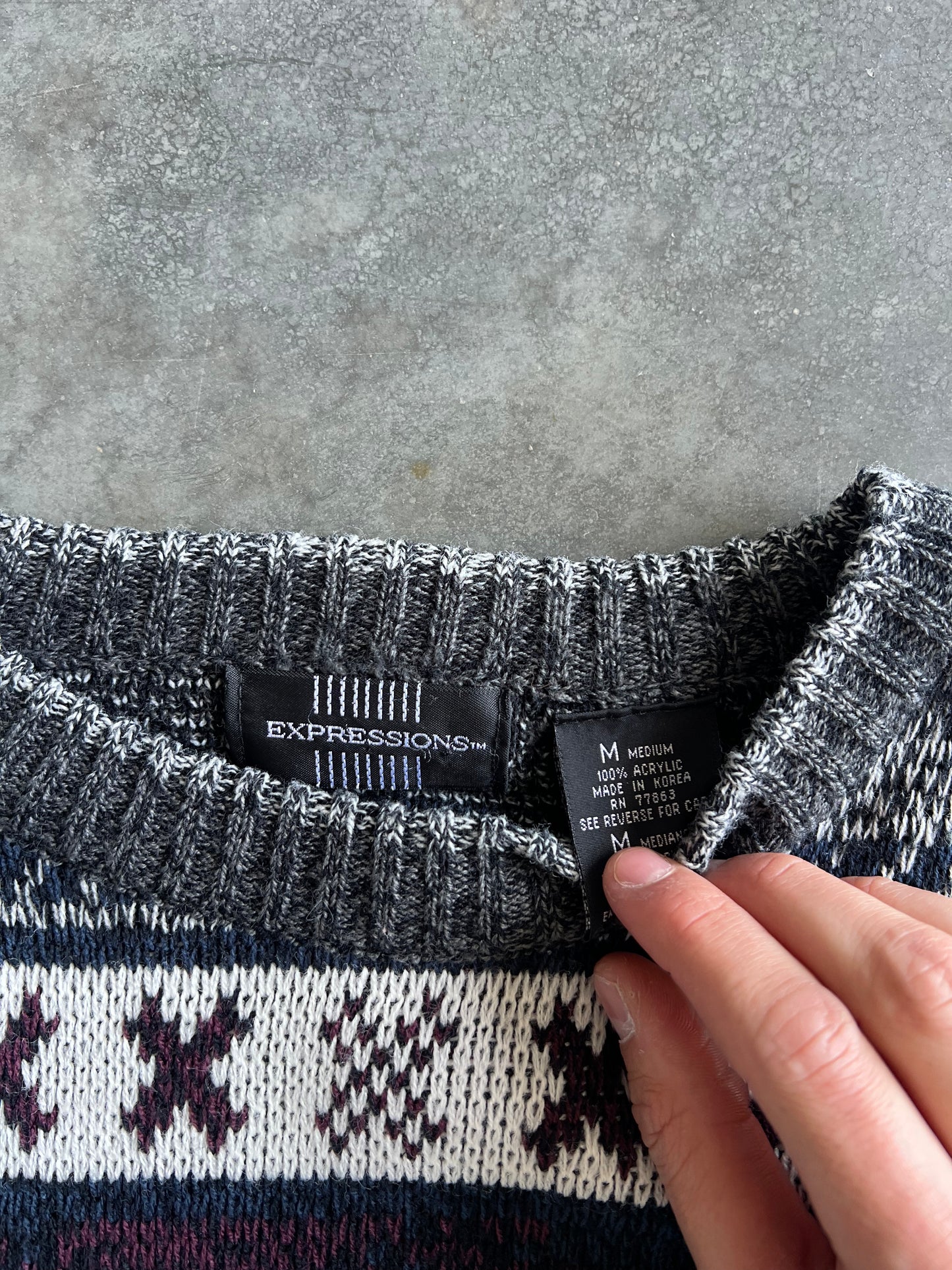 Vintage Expressions Black Knit Sweater - M