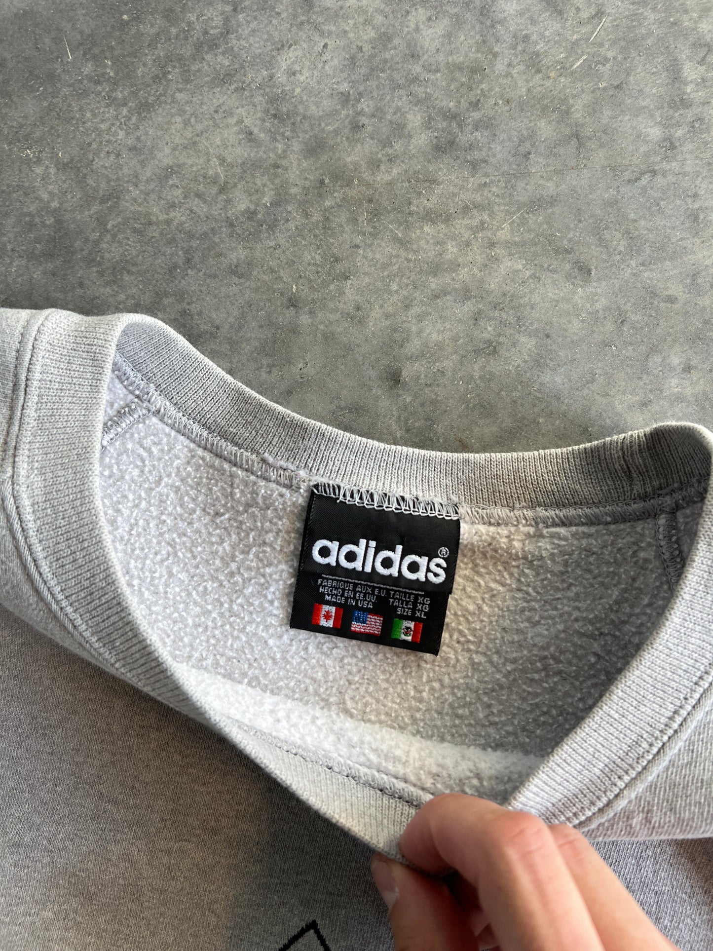 Vintage Grey Oversized Adidas Crew - XL