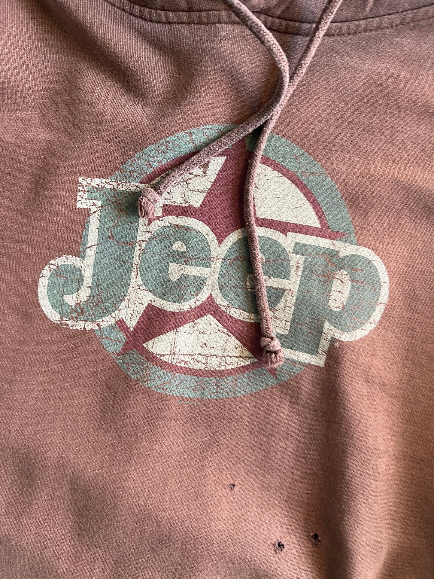 Vintage Faded Brown Jeep Spellout Hoodie - XXL