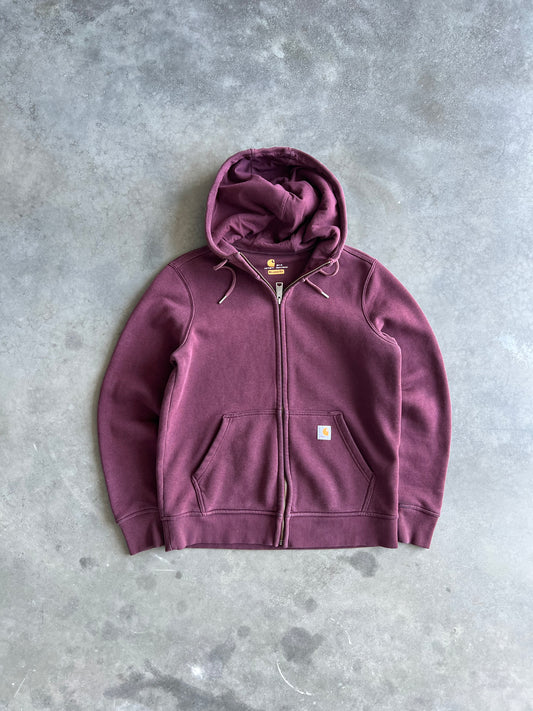 Vintage Maroon Carhartt Zip Up Hoodie - S
