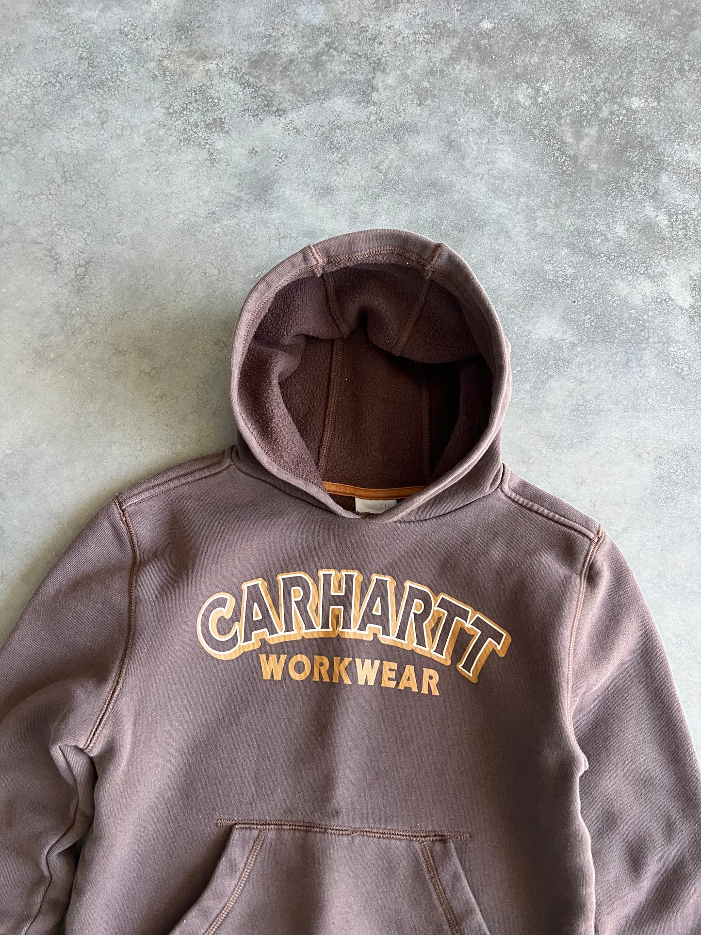 Vintage Brown Carhartt Logo Hoodie - S