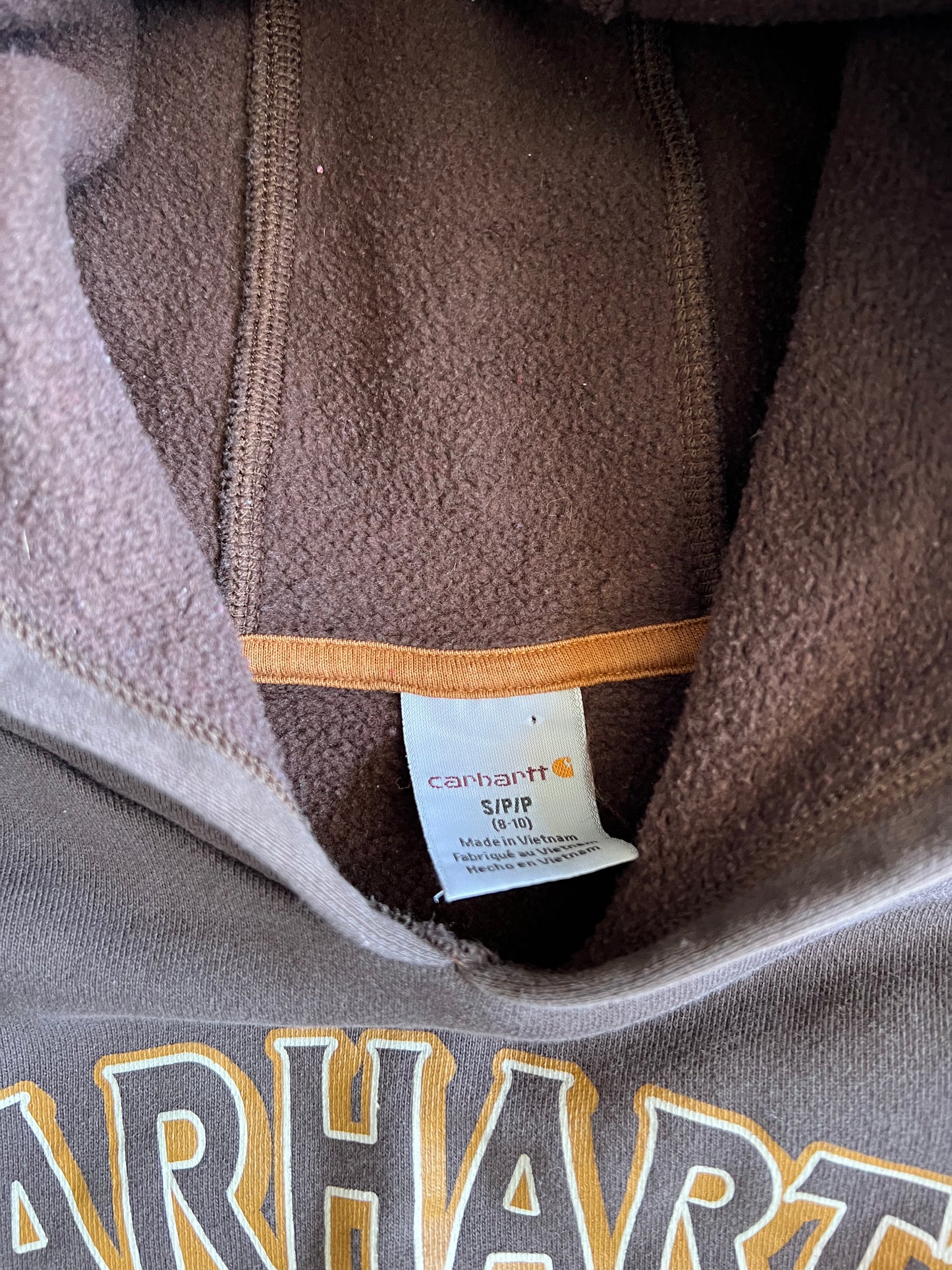 Vintage Brown Carhartt Logo Hoodie - S