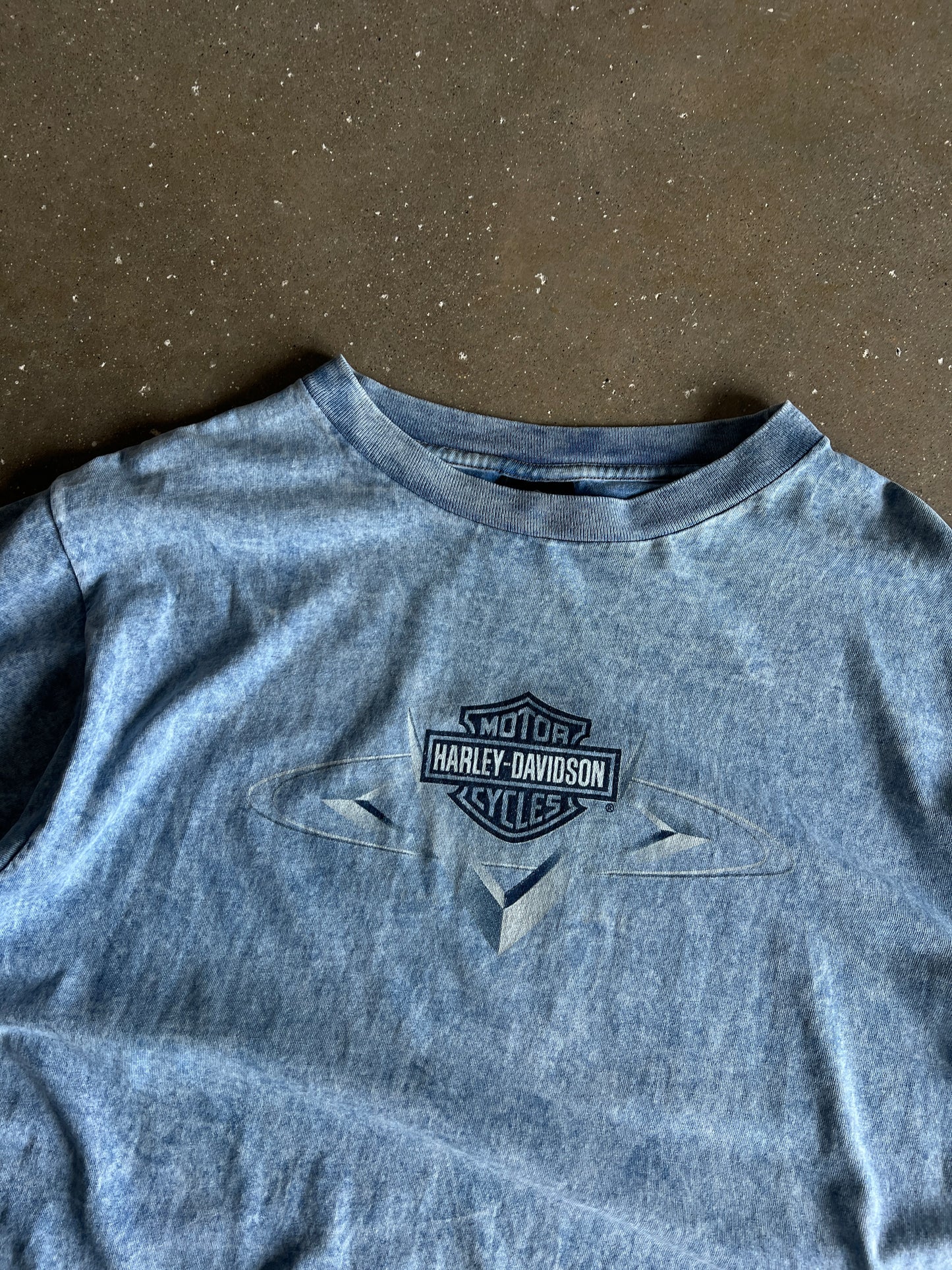 Vintage Sky Blue Harley Davidson Shirt - L