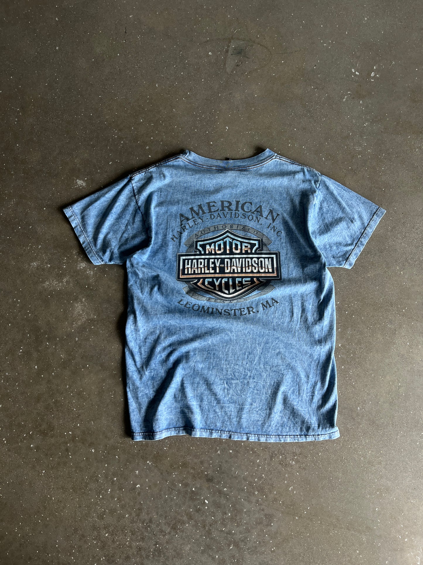 Vintage Sky Blue Harley Davidson Shirt - L