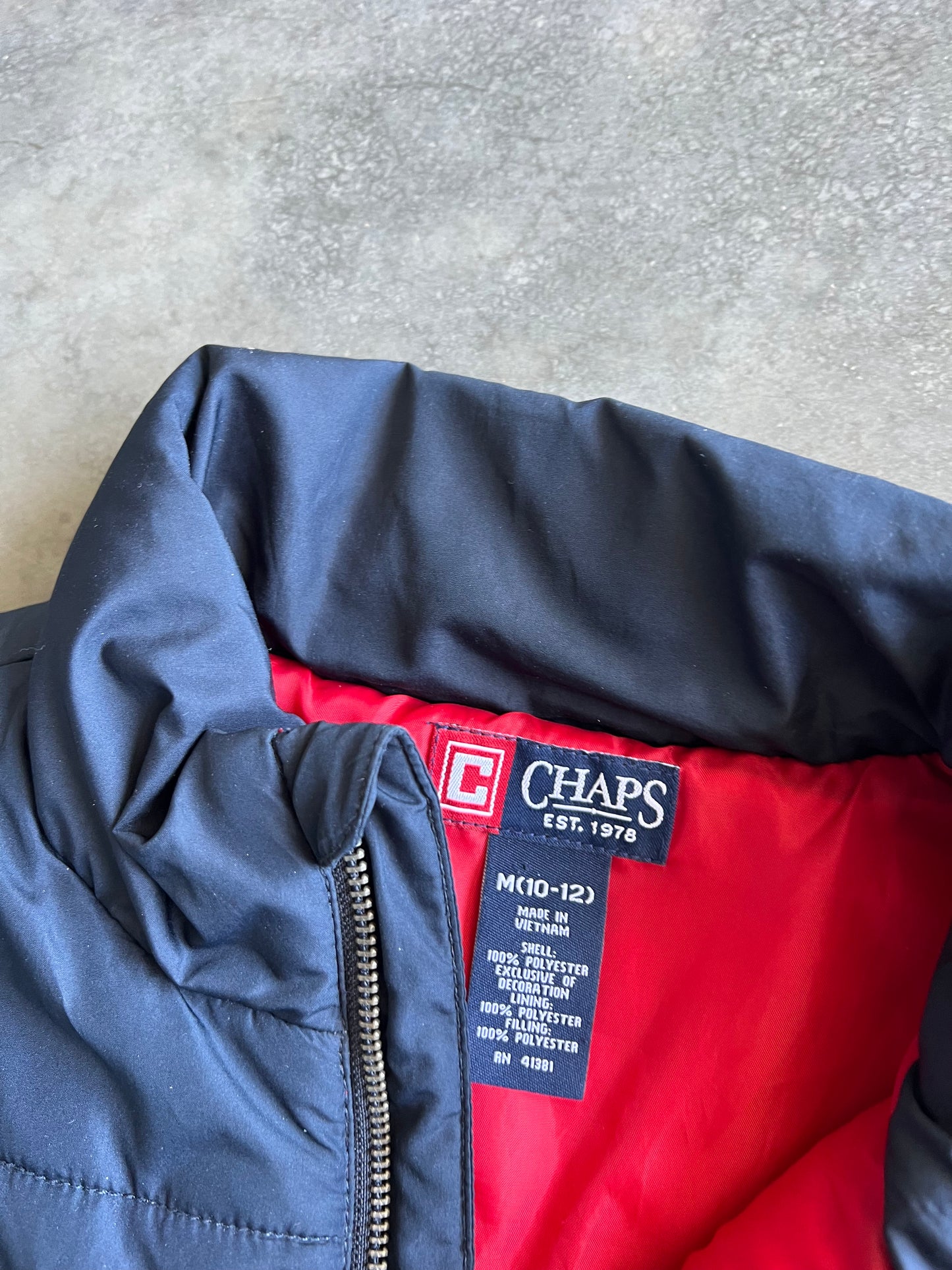 Vintage Navy Blue Chaps Puffer Jacket - M