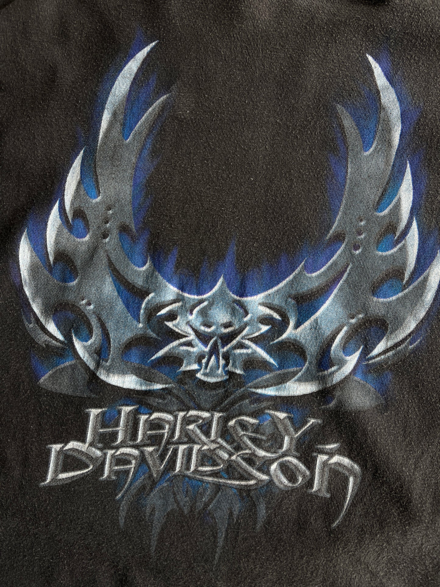 Vintage Faded Black Lighting Harley Shirt - L