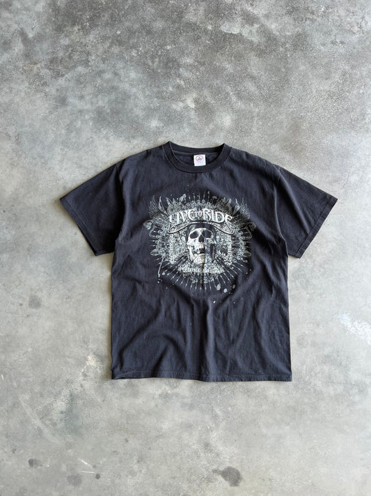 Vintage Black Live to Ride Skull Shirt - L