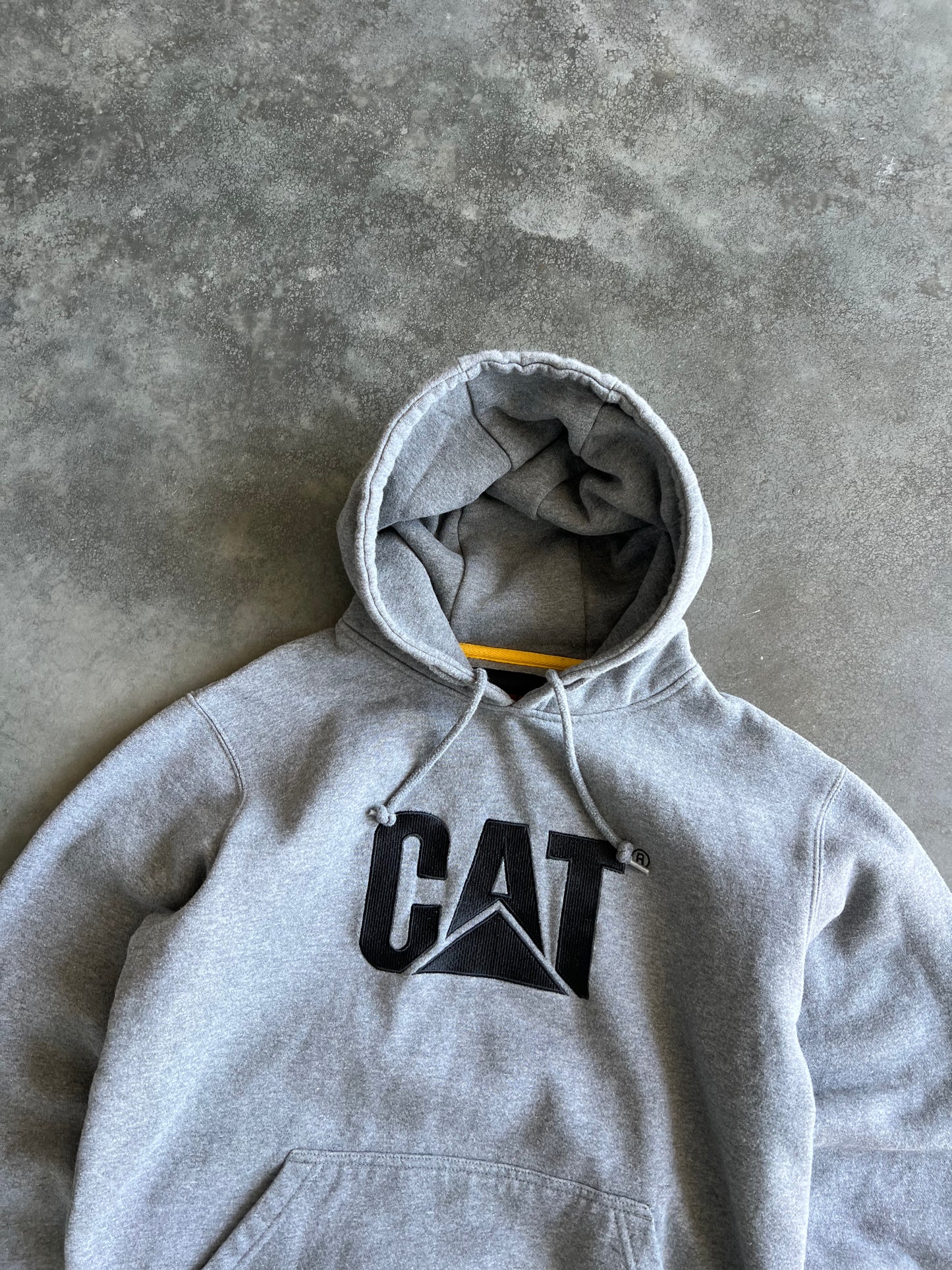 Vintage Grey Cat Spellout Hoodie - M