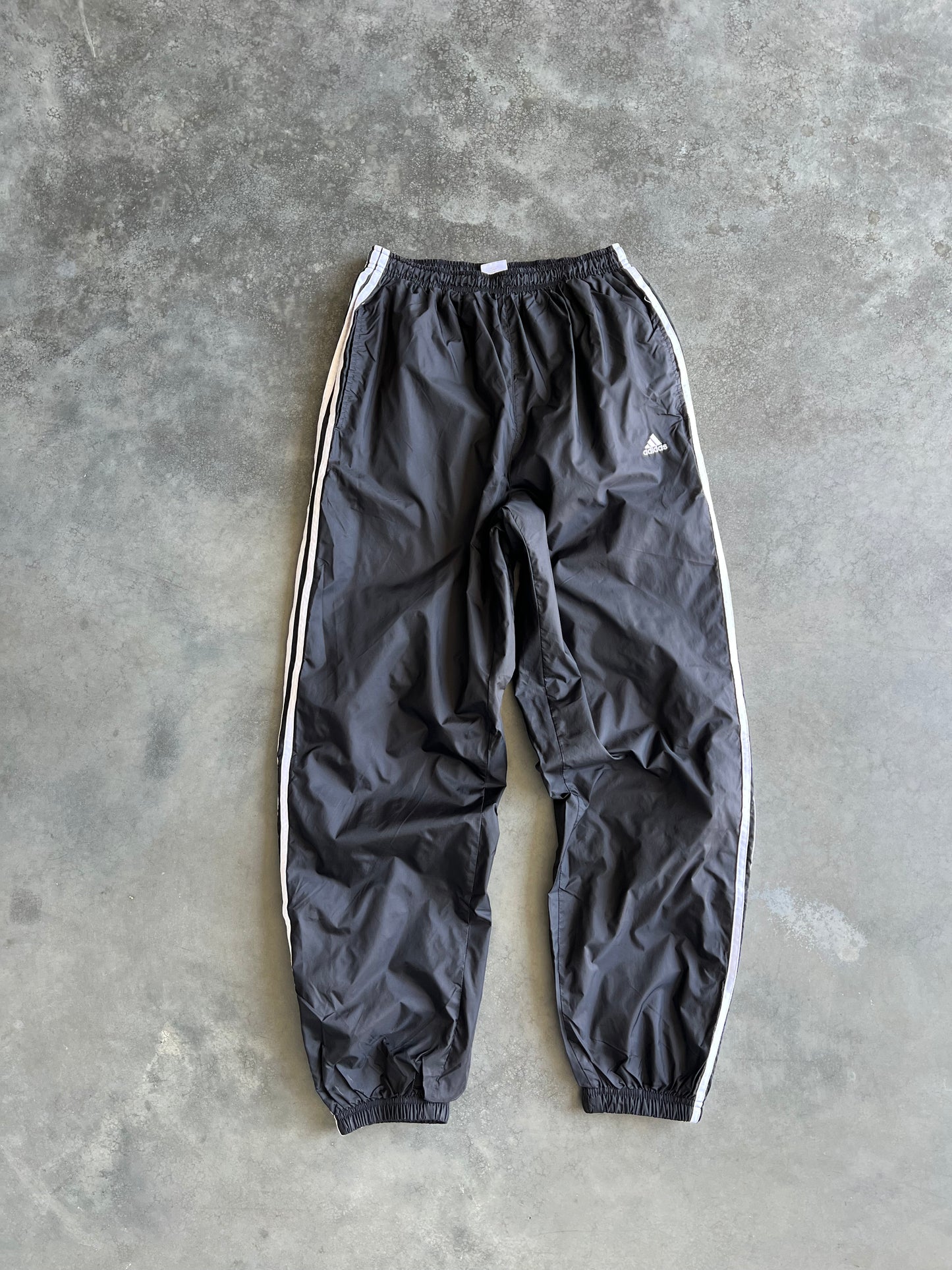Vintage Black Adidas Stripped Track Pants - L