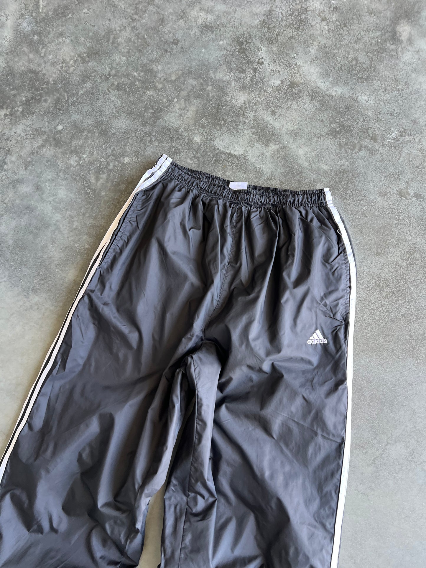 Vintage Black Adidas Stripped Track Pants - L