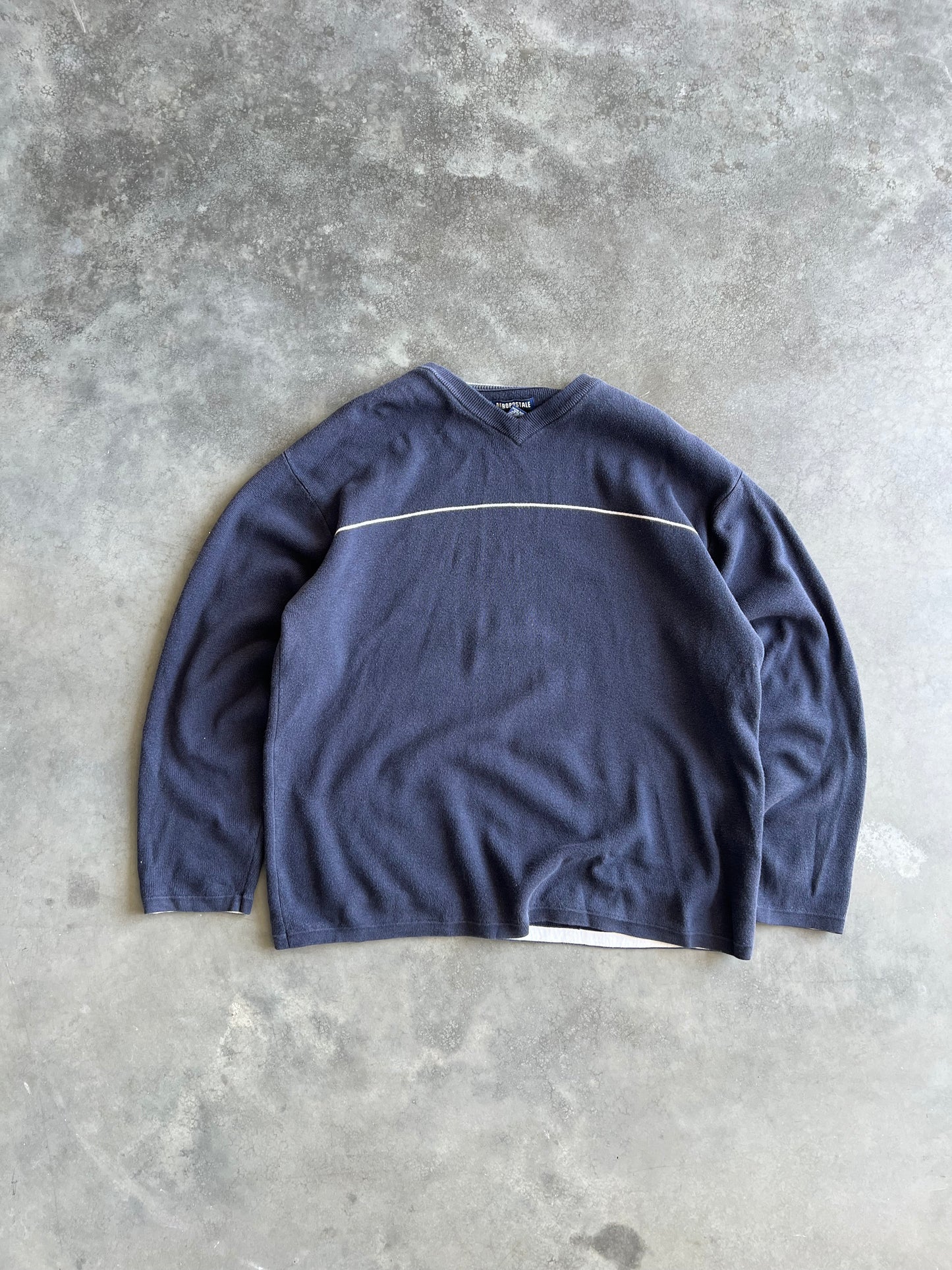 Vintage Navy Blue Stripped Sweater - XL