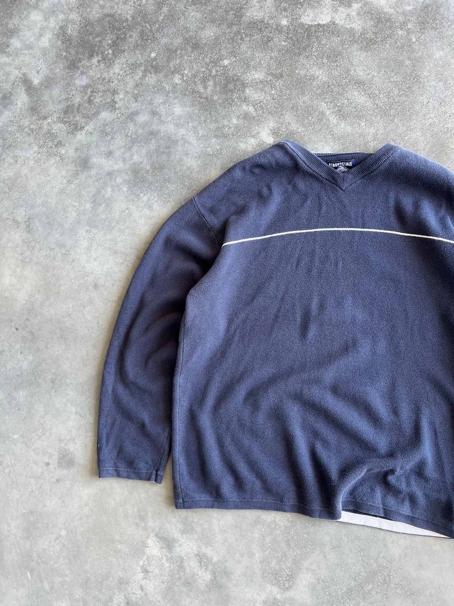 Vintage Navy Blue Stripped Sweater - XL