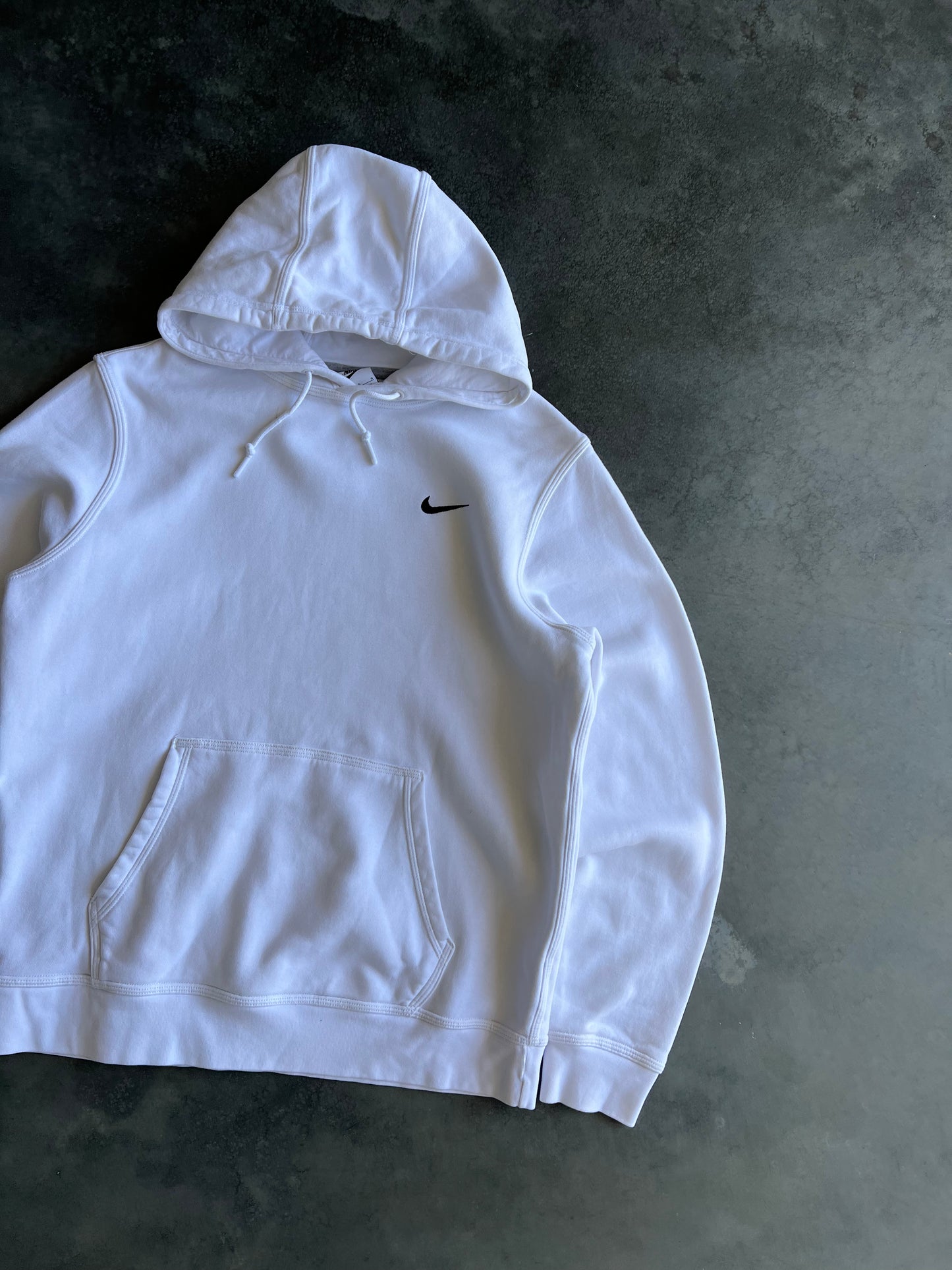 Vintage White Nike Swoosh Hoodie - L