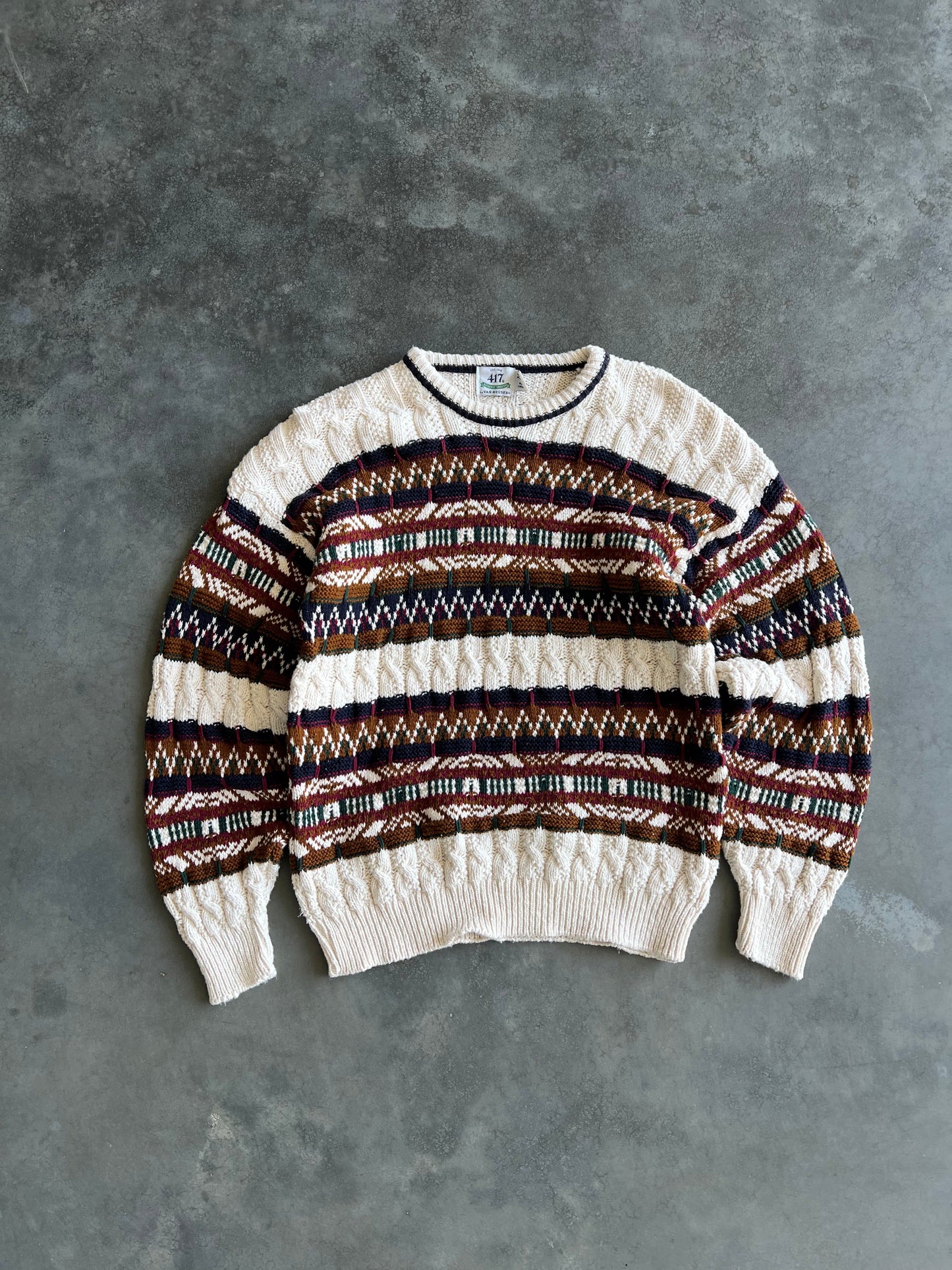Vintage Cable Knit Tundra Style Sweater - XL