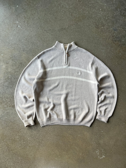 Vintage Oatmeal Heavy Knit Chaps Quarter Zip - XL