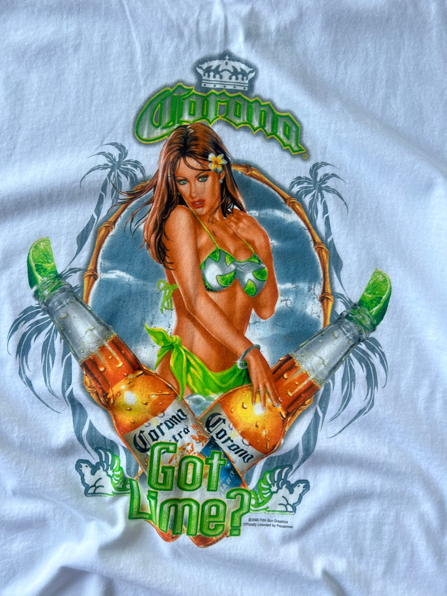 Vintage White Corona Babe T-Shirt - 2XL