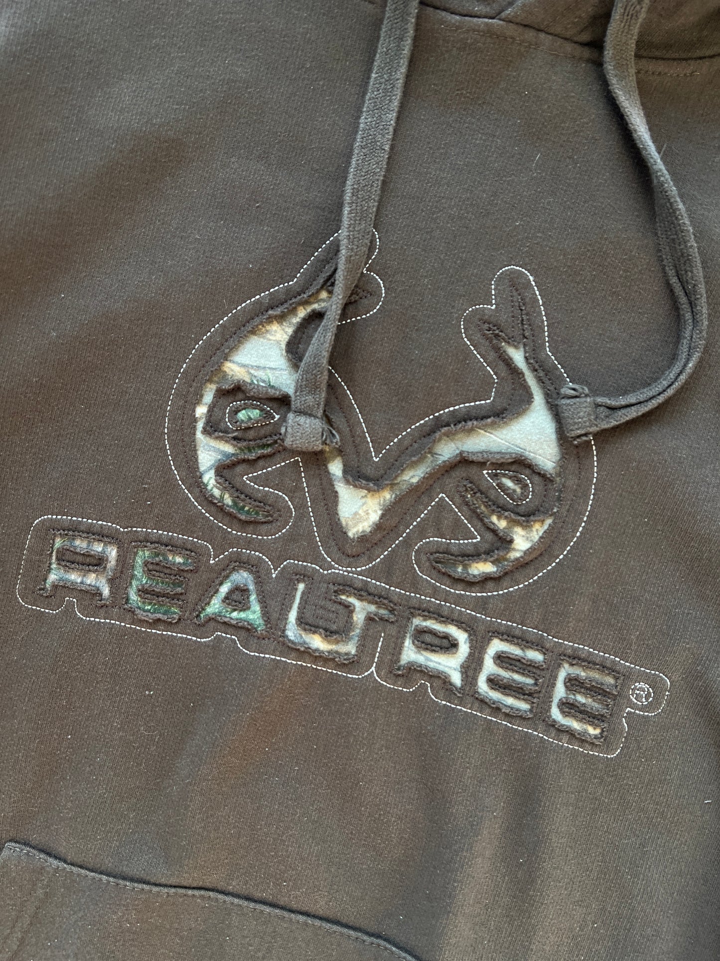 Vintage Brown RealTree Spellout Camo Hoodie - XXL