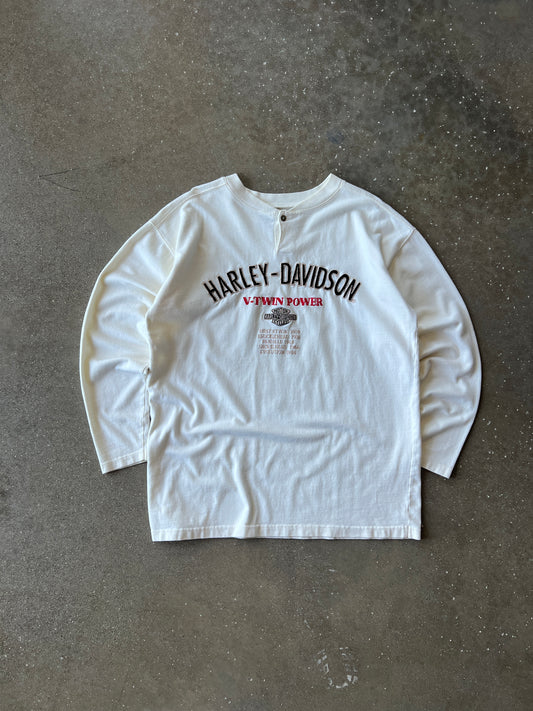 Vintage Cream Harley Davidson Long Sleeve Shirt - XL