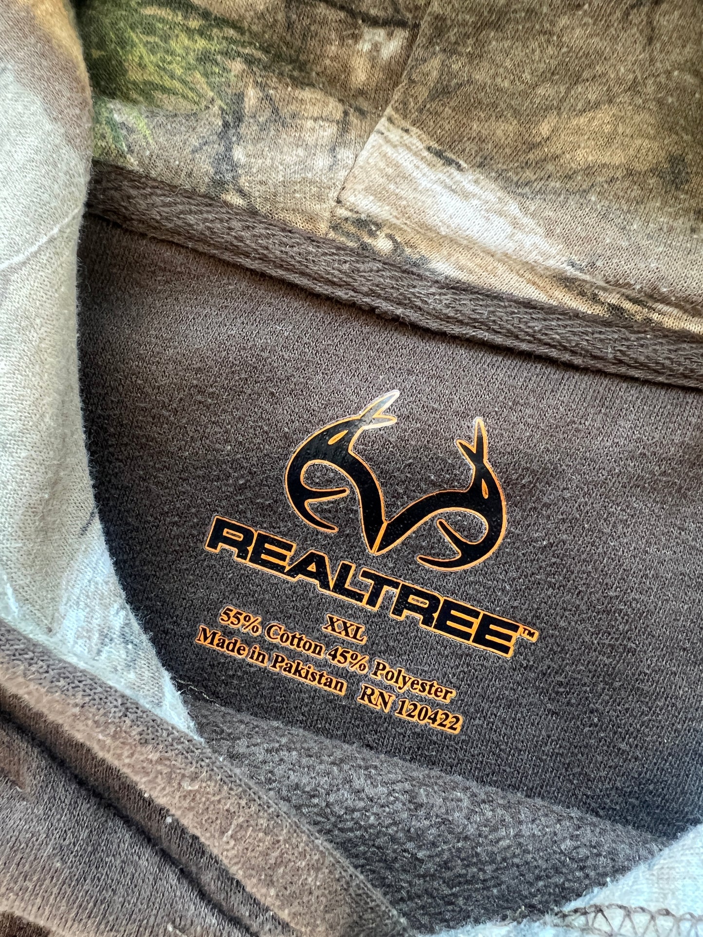 Vintage Brown RealTree Spellout Camo Hoodie - XXL