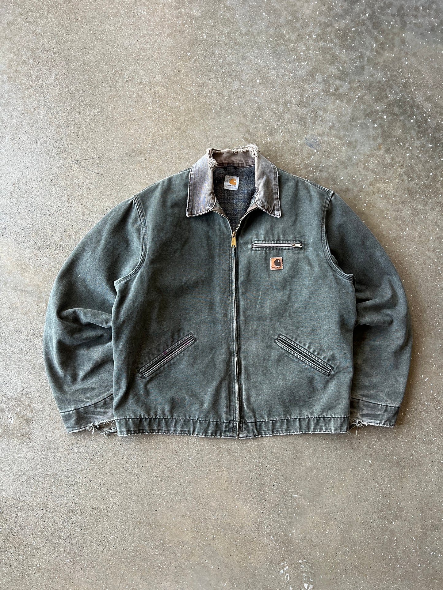 Vintage Faded Moss Green Carhartt Jacket Detroit Jacket - XL