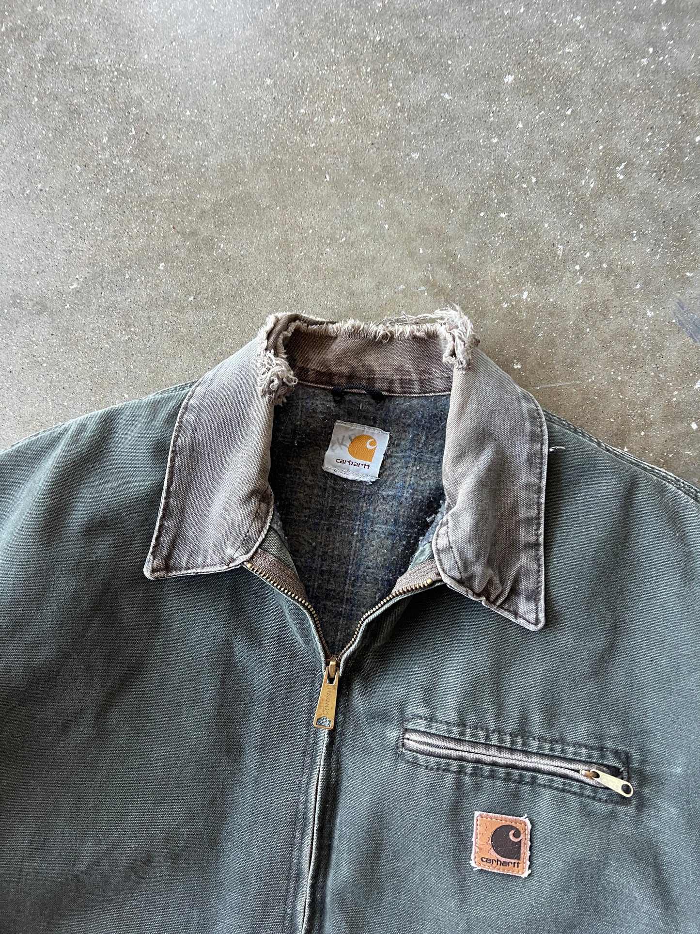 Vintage Faded Moss Green Carhartt Jacket Detroit Jacket - XL