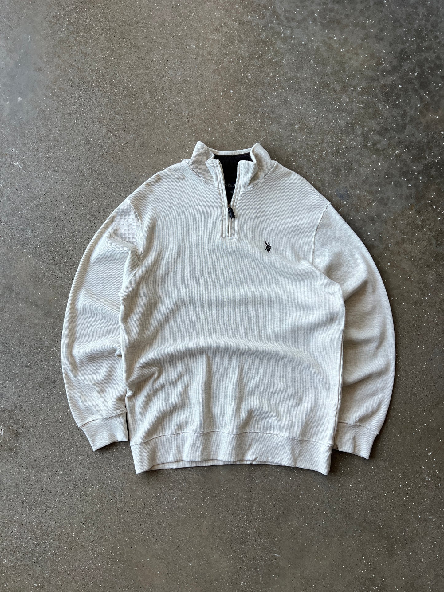 Vintage Oatmeal Ralph Lauren Polo Quarter Zip - XL