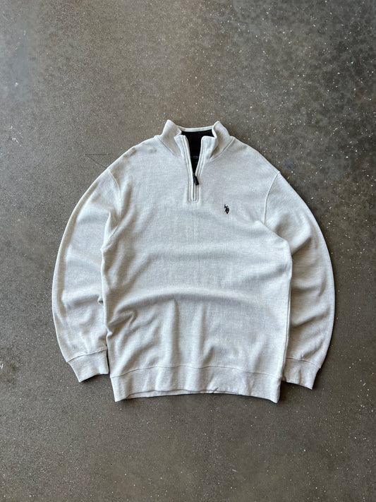 Vintage Oatmeal Ralph Lauren Polo Quarter Zip - XL